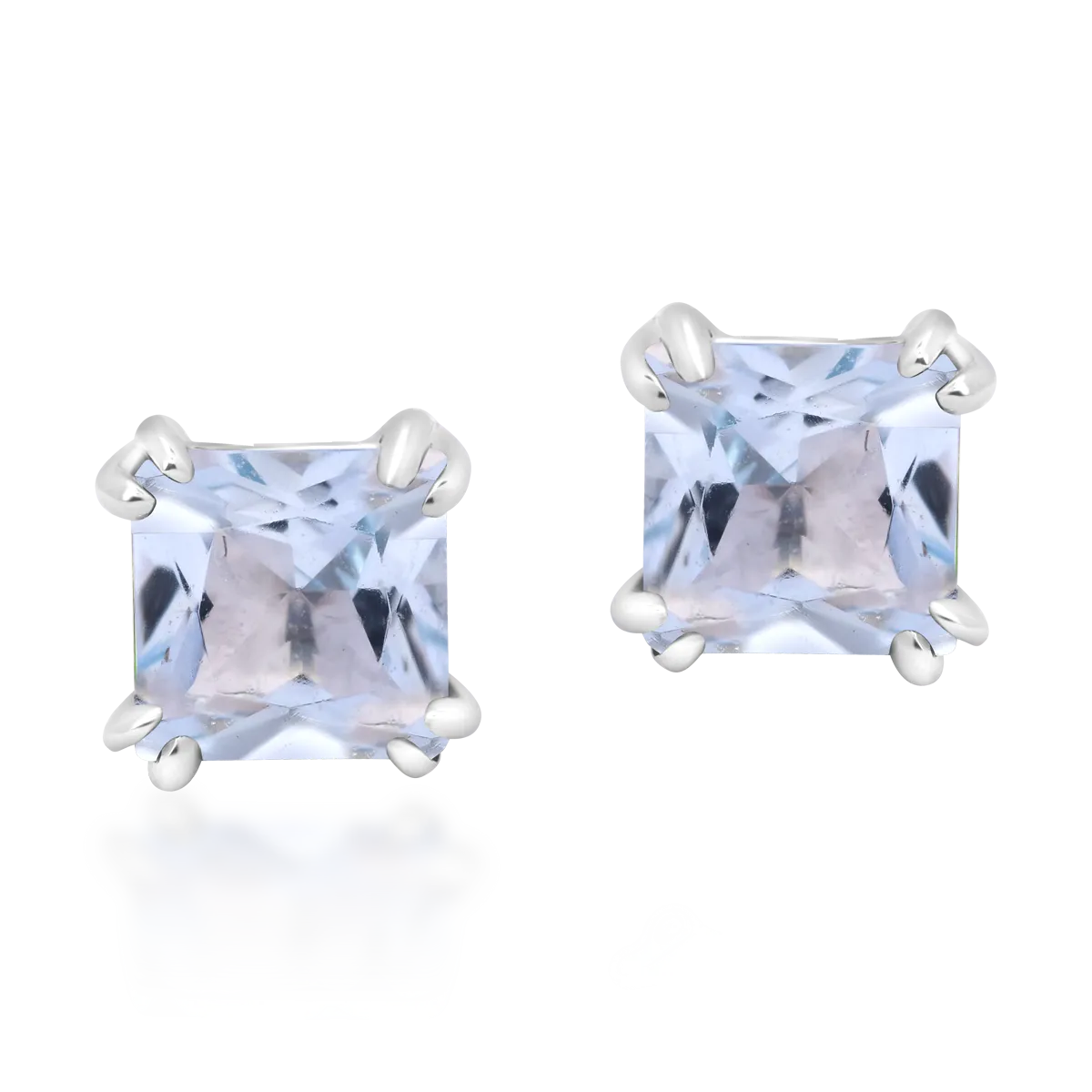 Cercei din aur alb cu acvamarine princess de 0.57ct