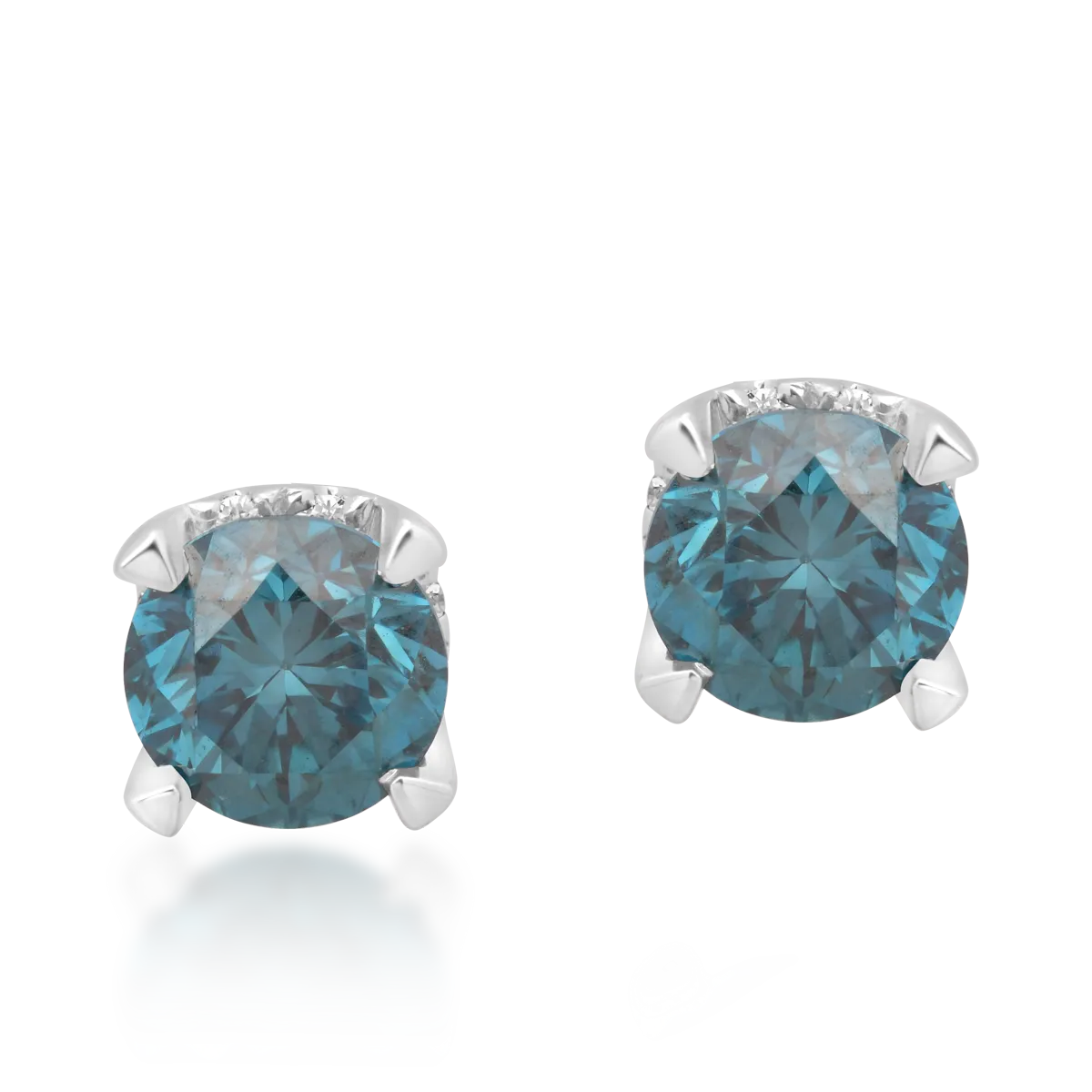 Cercei din aur alb cu diamante albastre de 0.39ct si diamante transparente 0.03ct