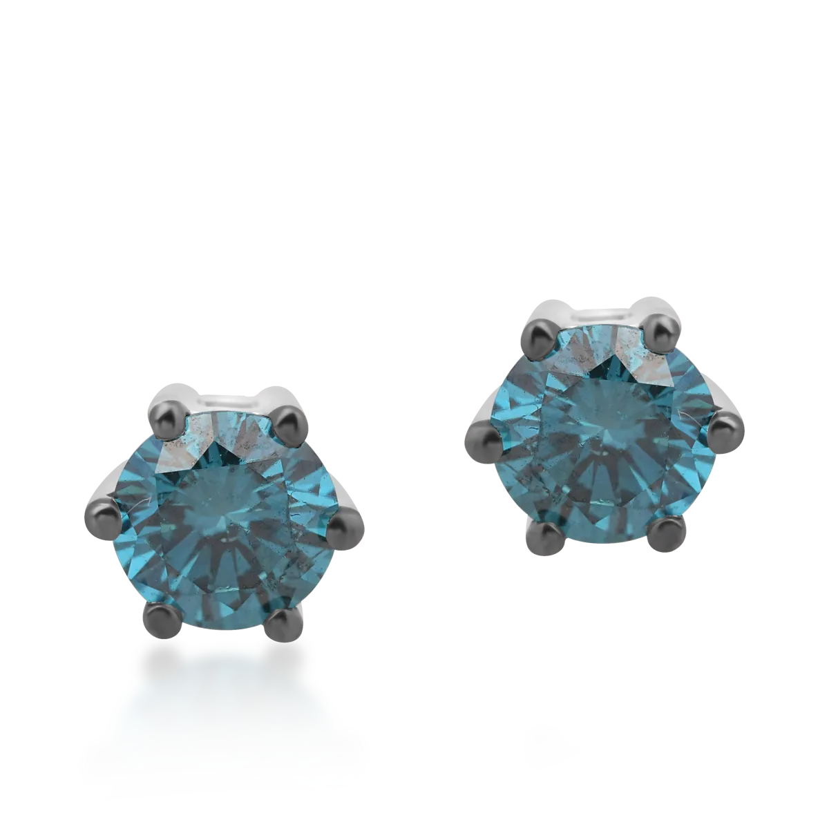 Cercei din aur alb cu diamante albastre de 0.6ct