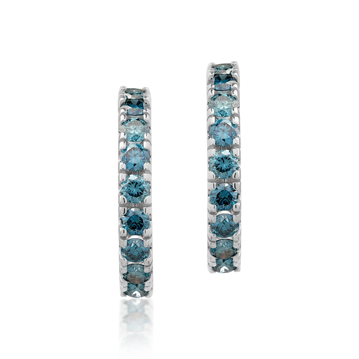 Cercei din aur alb cu diamante albastre de 0.8ct