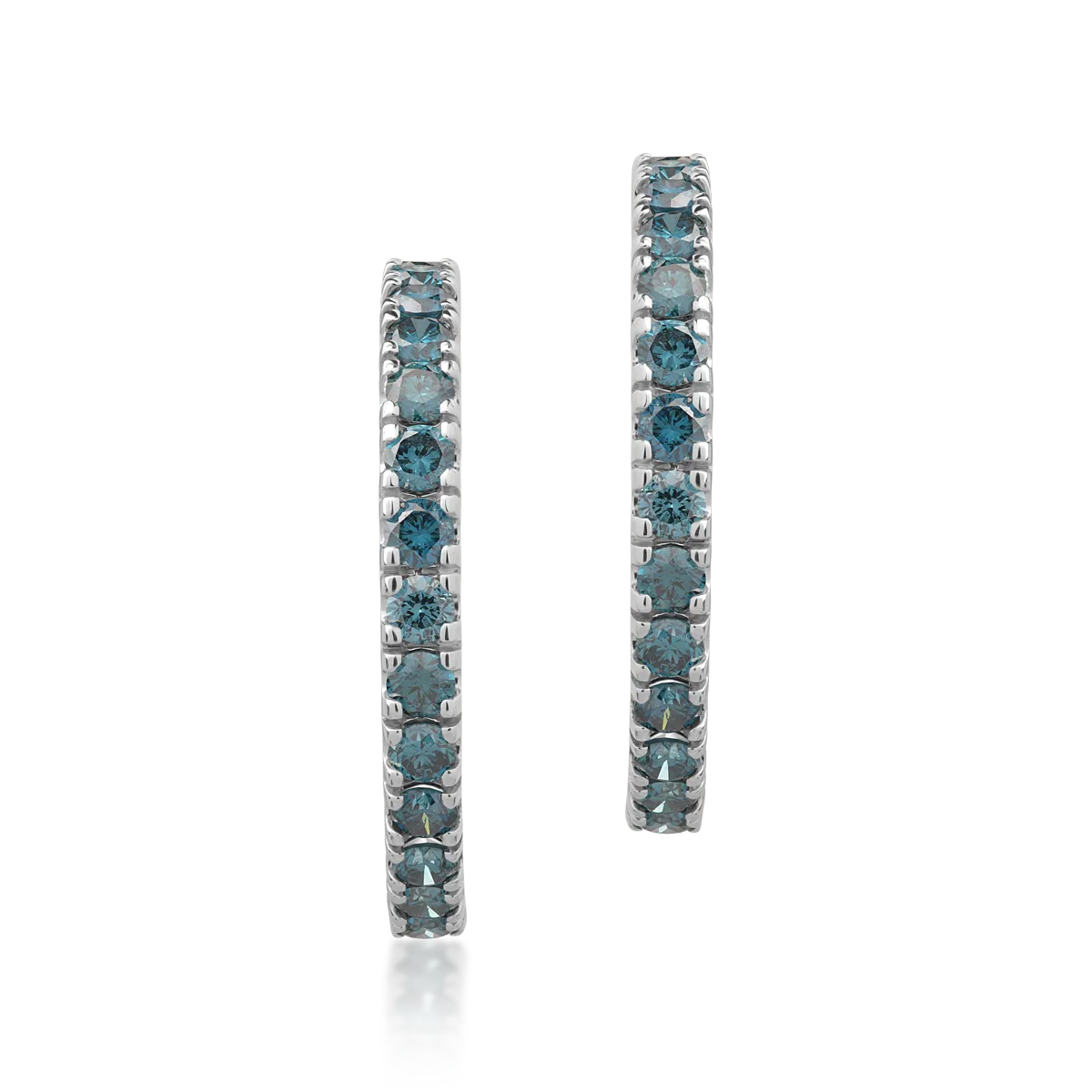 Cercei din aur alb cu diamante albastre de 1.1ct