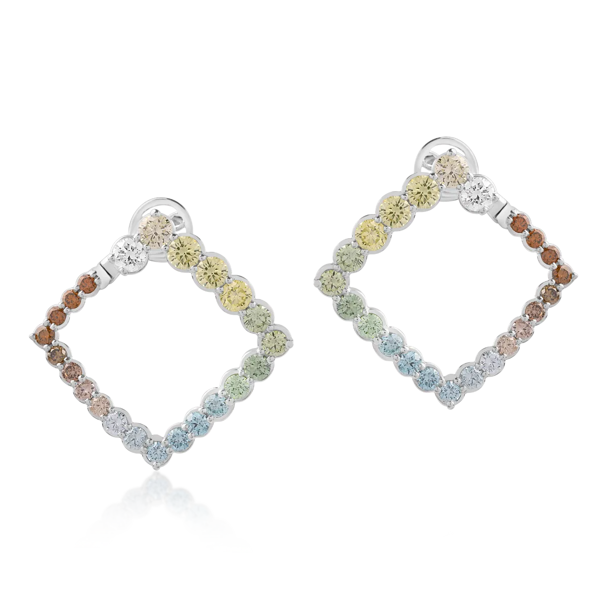 Cercei din aur alb cu diamante colorate de 3.27ct