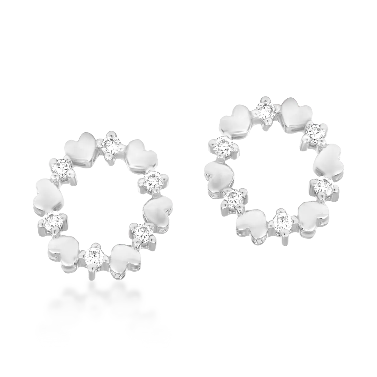 Cercei din aur alb cu diamante de 0.01ct
