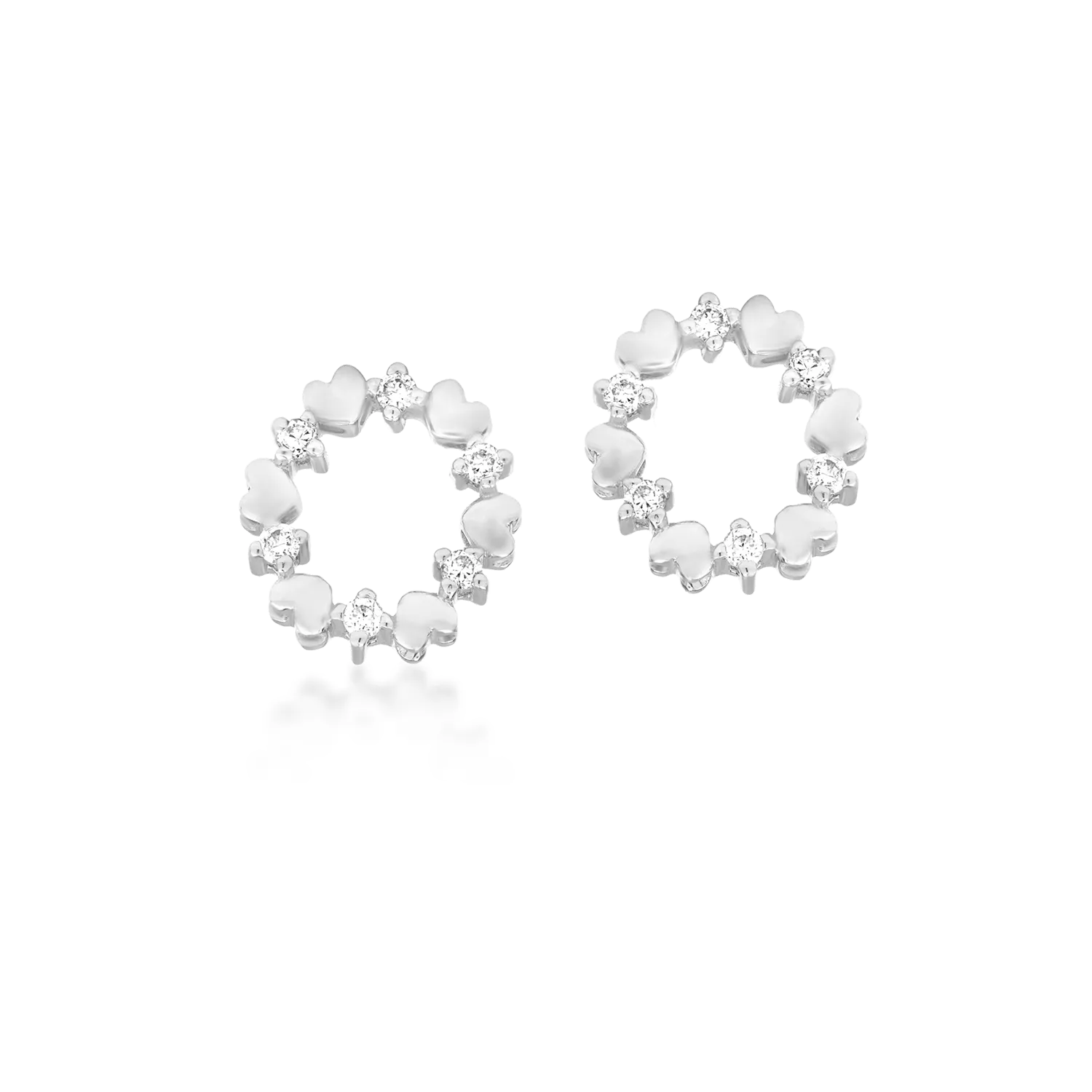 Cercei din aur alb cu diamante de 0.1ct