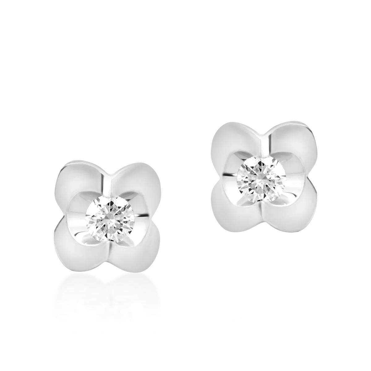 Cercei din aur alb cu diamante de 0.1ct
