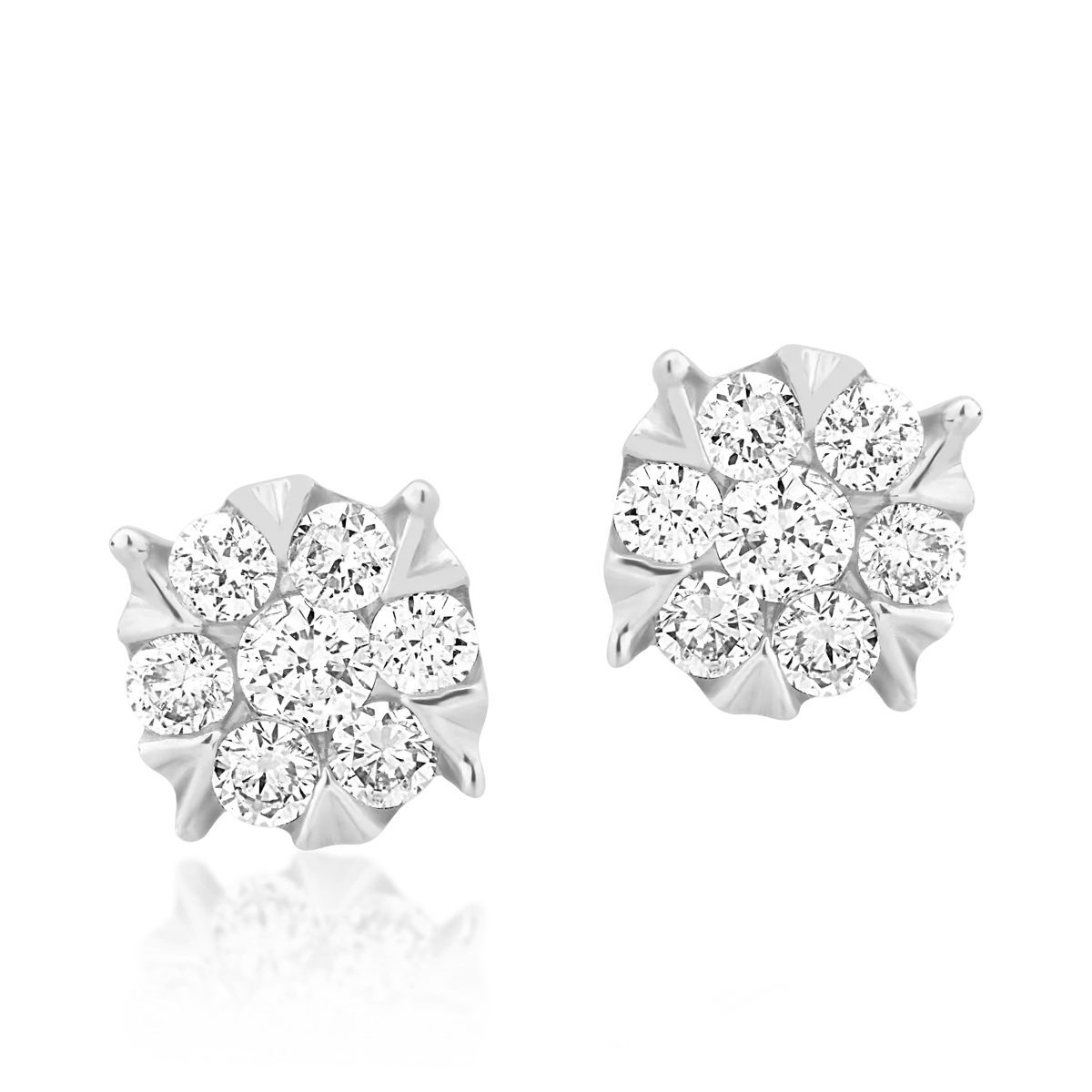 Cercei din aur alb cu diamante de 0.2ct