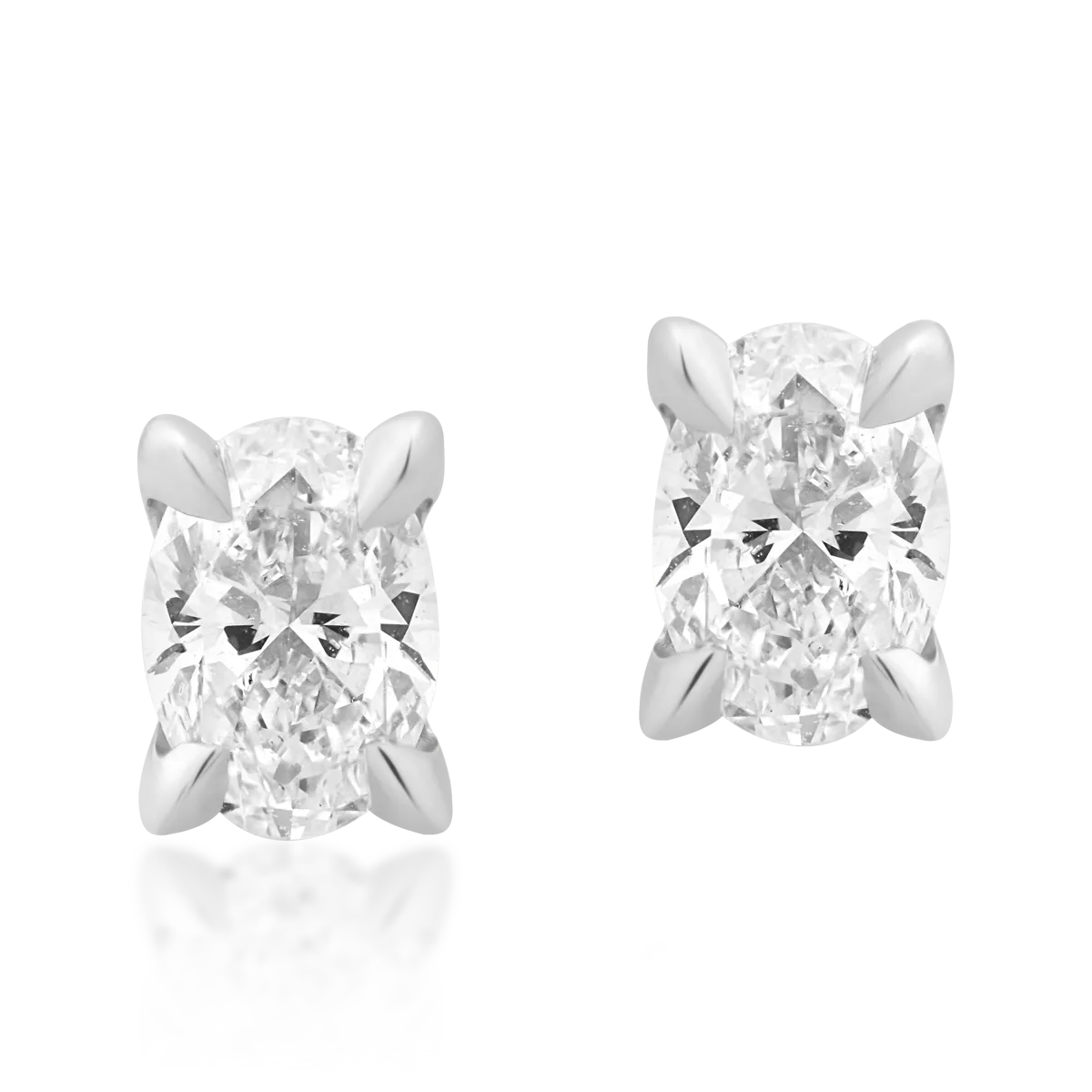 Cercei din aur alb cu diamante ovale de 0.6ct