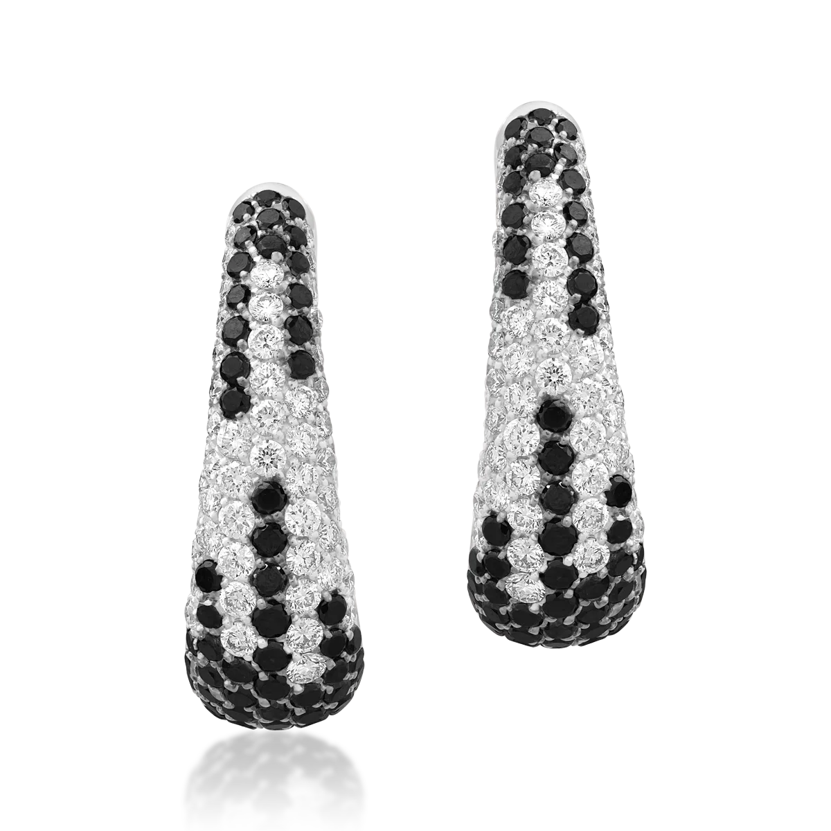 Cercei din aur alb cu diamante negre si diamante transparente de 1.27ct 1 Cercei din aur alb cu diamante negre si diamante transparente de 1.27ct
