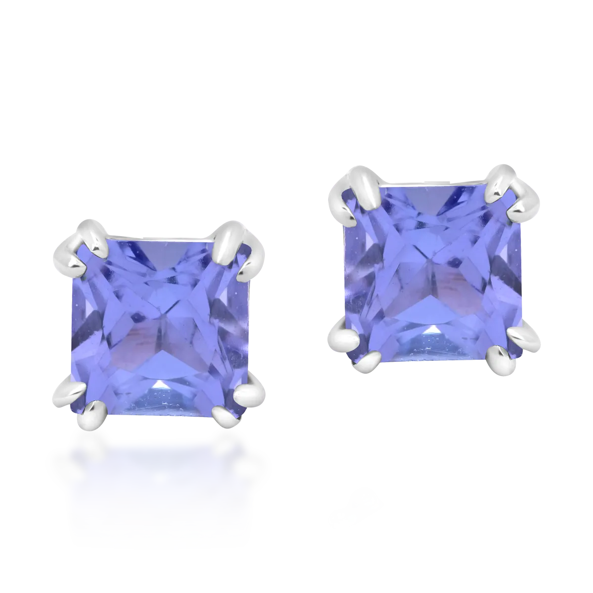 Cercei din aur alb cu tanzanite princess de 0.78ct 1 Cercei din aur alb cu tanzanite princess de 0.78ct