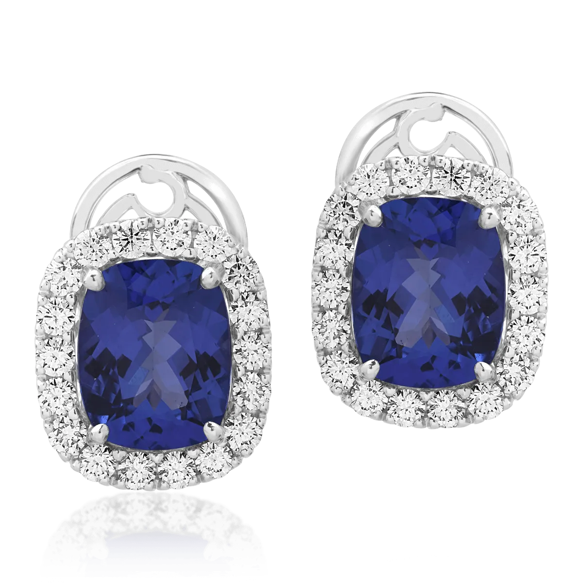 Cercei din aur alb cu tanzanite ovale de 8.22ct si diamante round de 1.6ct 1 Cercei din aur alb cu tanzanite ovale de 8.22ct si diamante round de 1.6ct