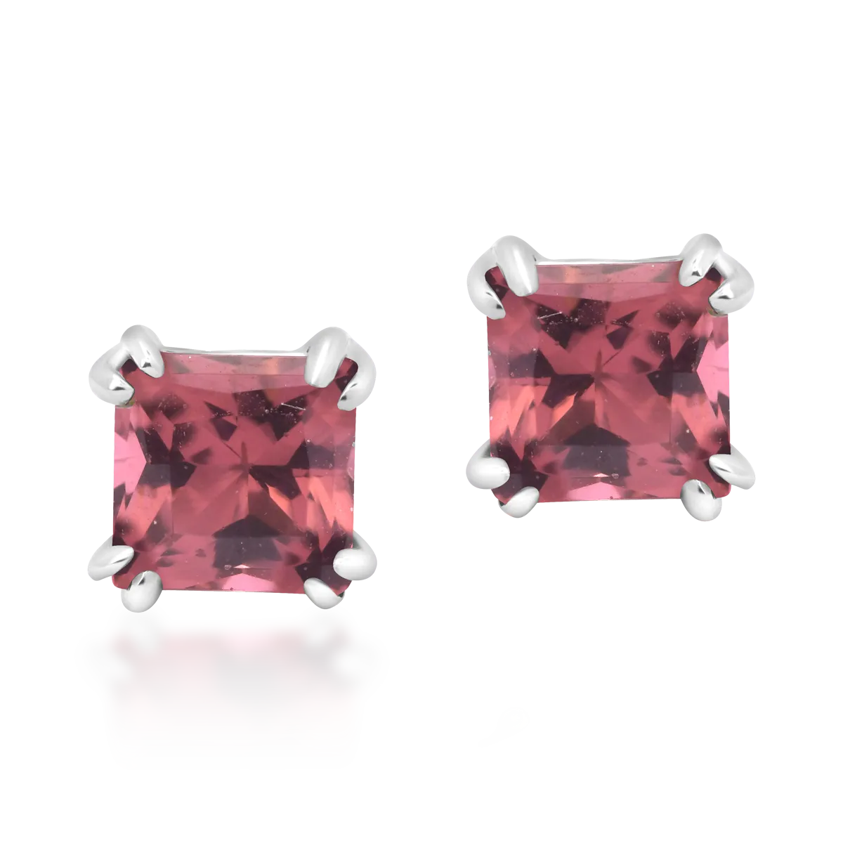 Cercei din aur alb cu turmaline multicolore princess de 0.7ct