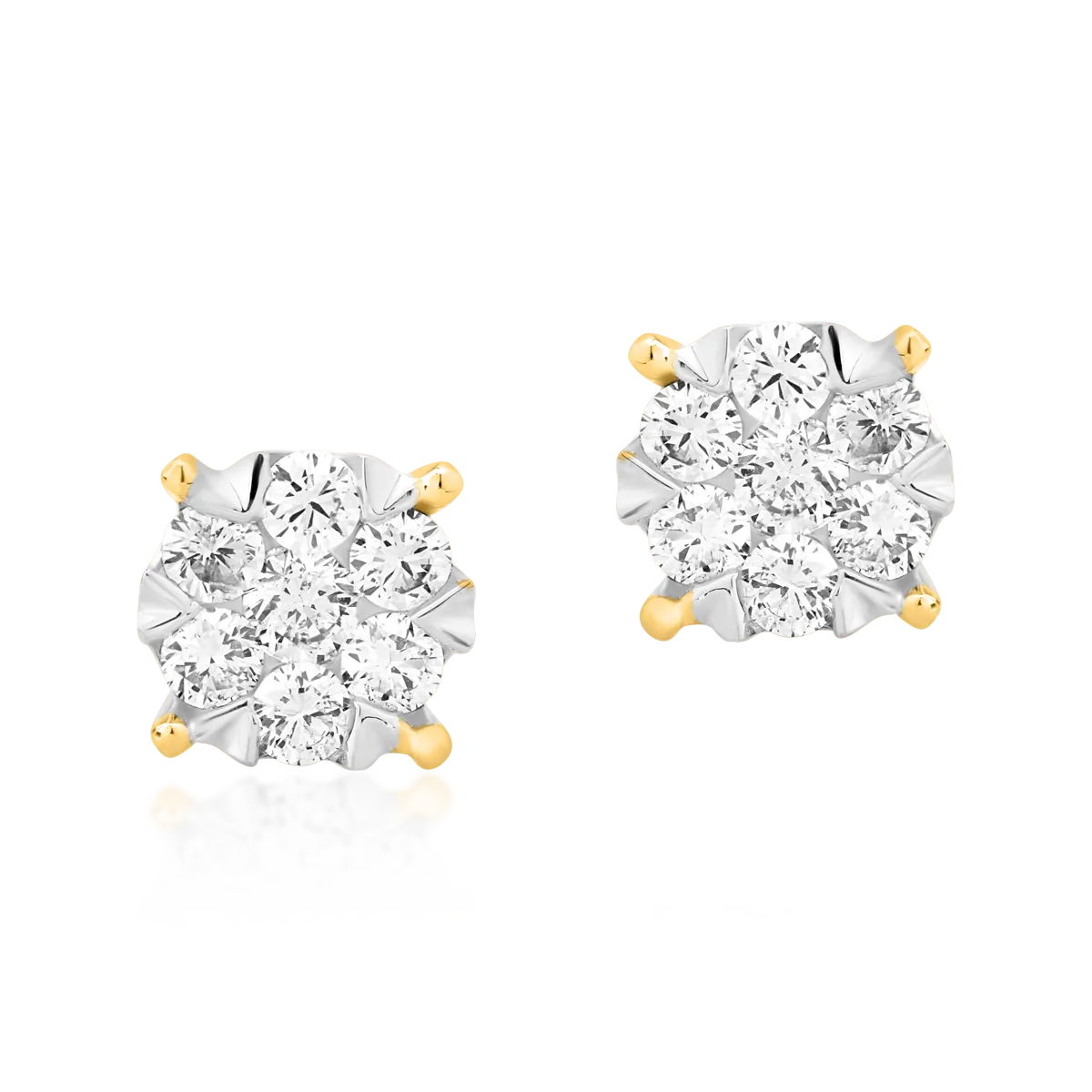Cercei din aur alb-galben cu diamante de 0.5ct
