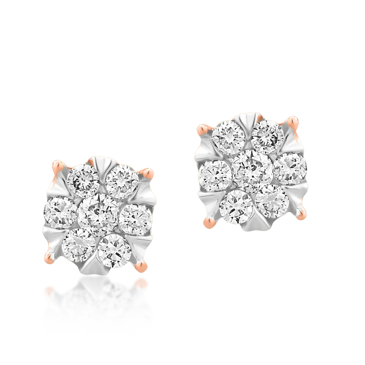 Cercei din aur alb-roz cu diamante de 0.25ct