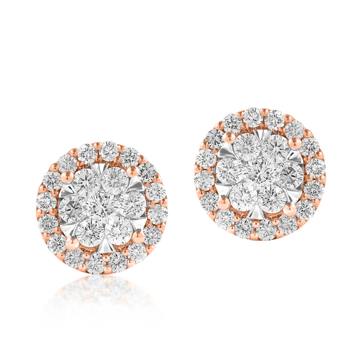 Cercei din aur alb-roz cu diamante de 1ct