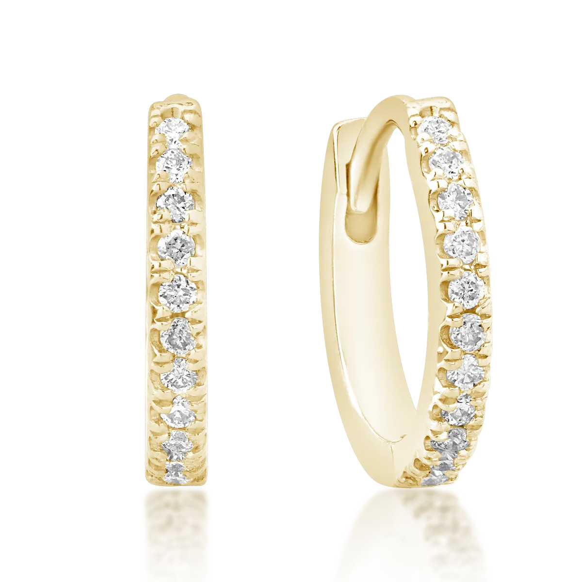 Cercei din aur galben cu diamante de 0.08ct pentru copii