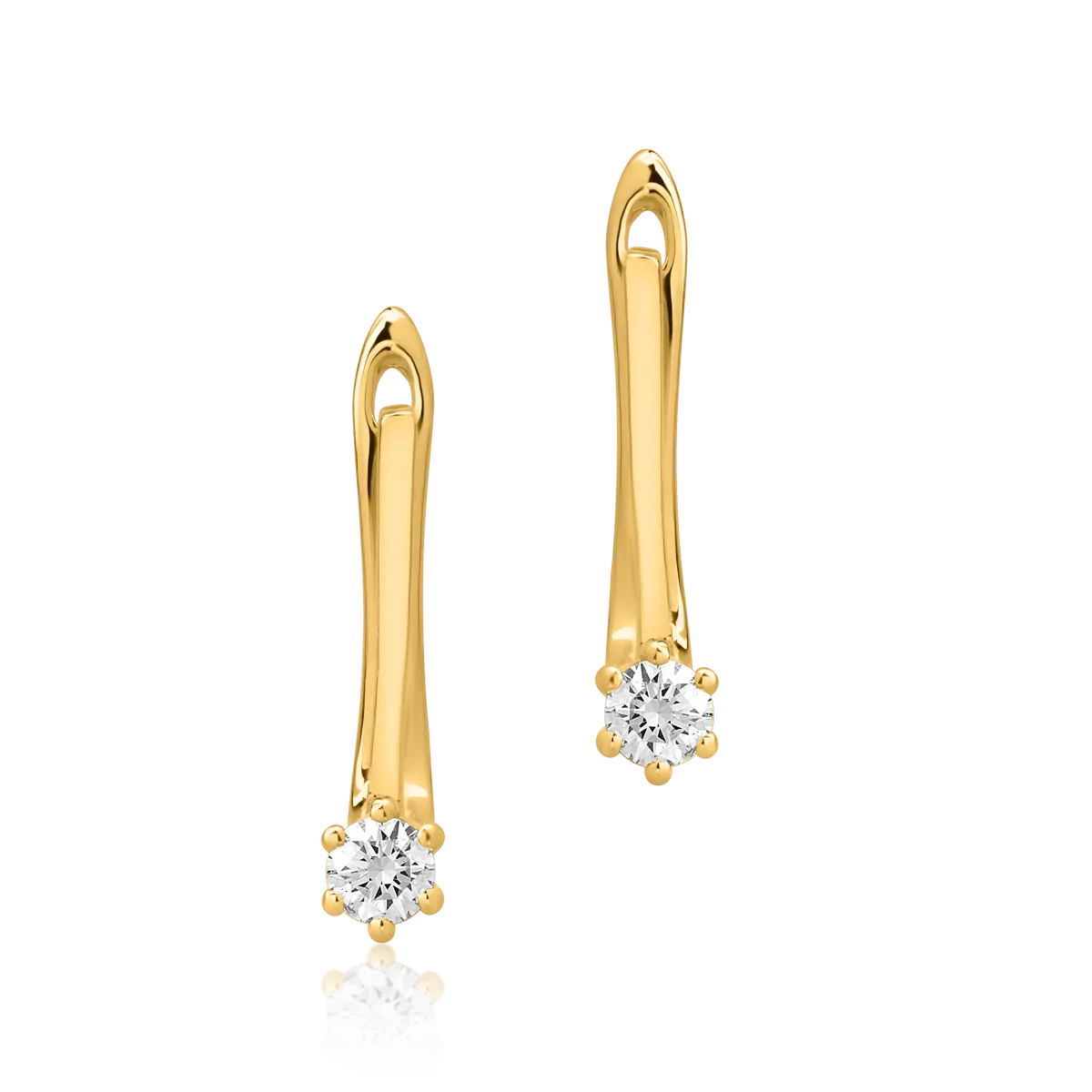 Cercei din aur galben cu diamante de 0.15ct