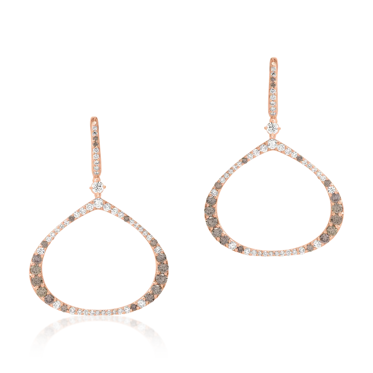 Cercei din aur roz cu diamante maro de 1.63ct si diamante de 1.48ct 1 Cercei din aur roz cu diamante maro de 1.63ct si diamante de 1.48ct