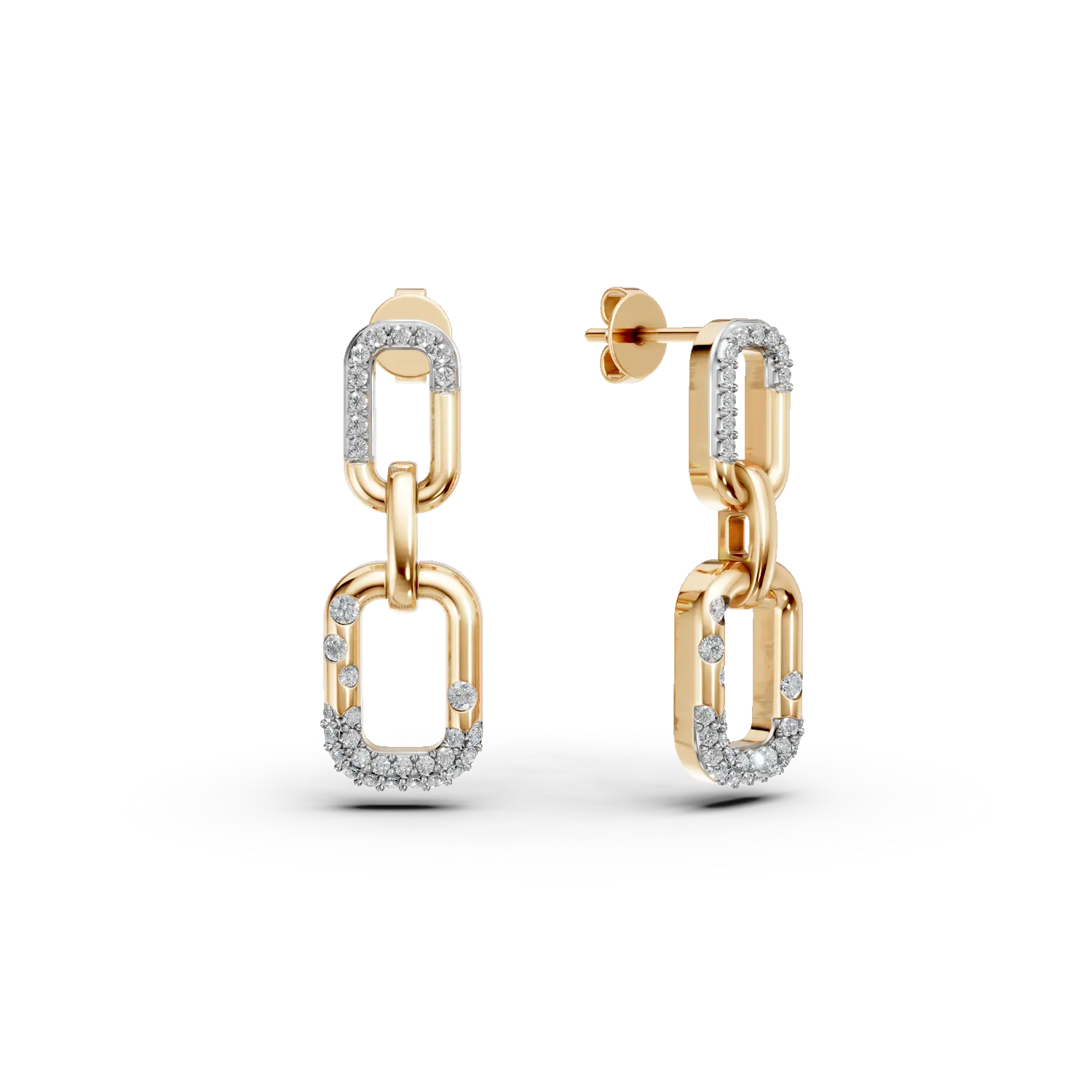 Cercei geometrici din aur galben cu diamante de 0.2ct