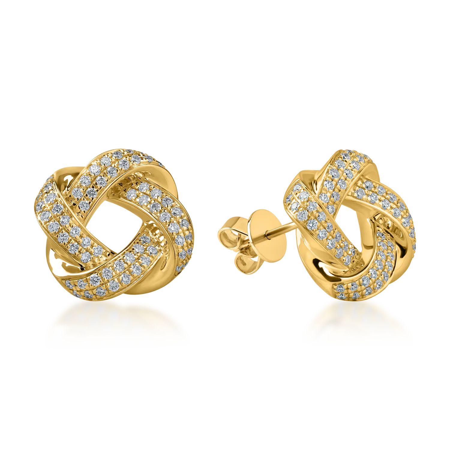 Cercei impletiti din aur galben cu diamante de 0.6ct 1 Cercei impletiti din aur galben cu diamante de 0.6ct