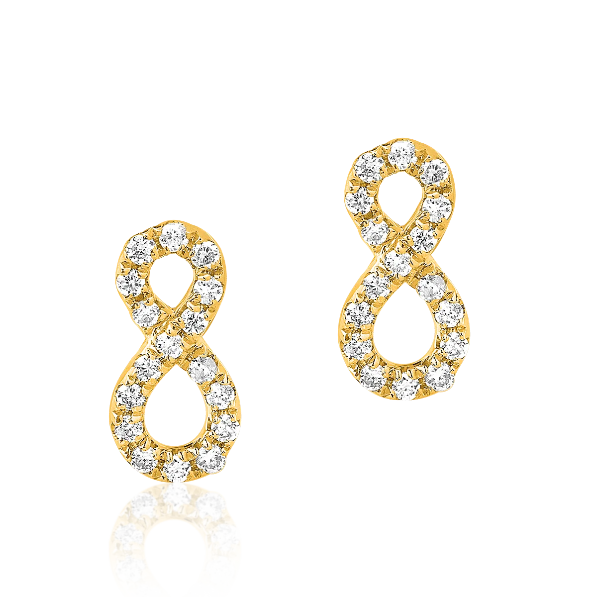 Cercei infinit din aur galben cu diamante de 0.126ct