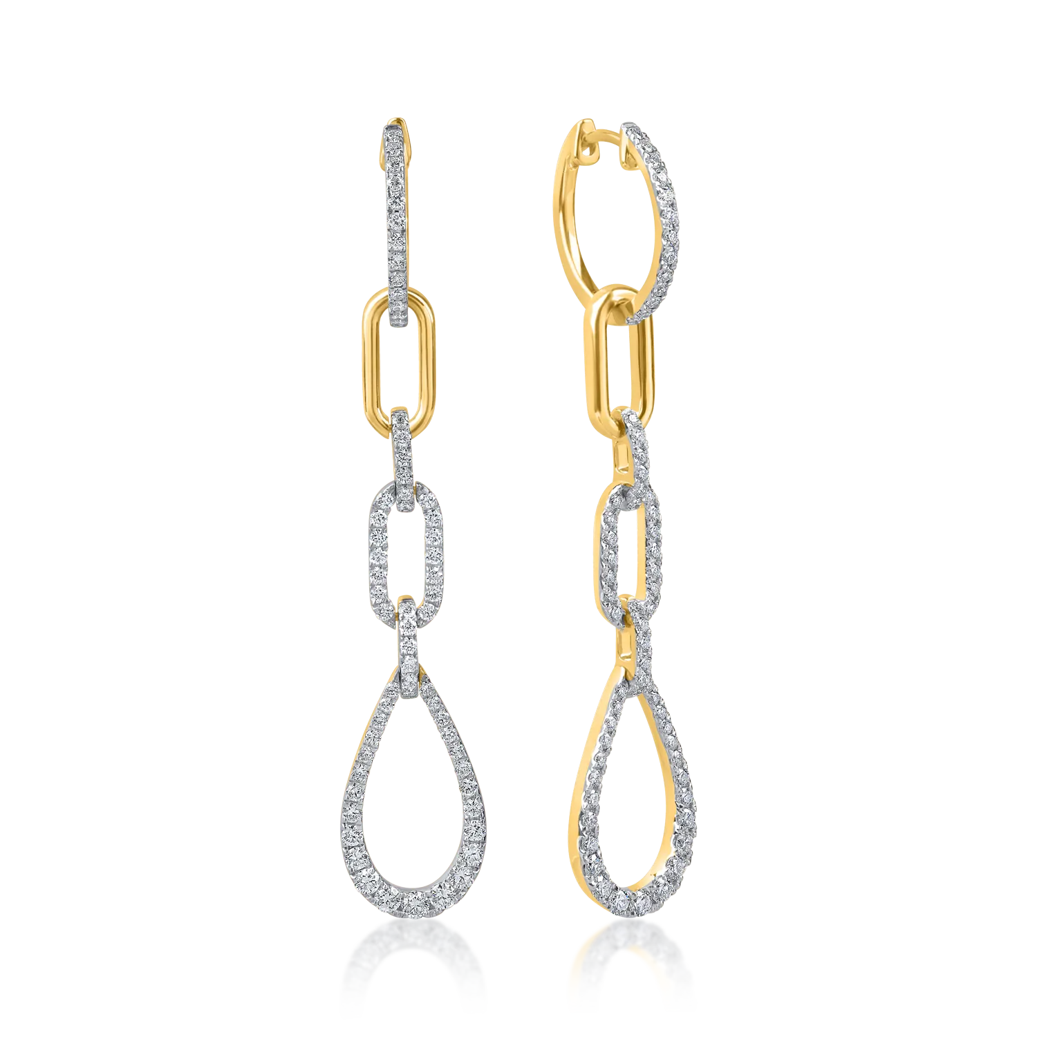Cercei lungi din aur galben cu diamante de 1.1ct 1 Cercei lungi din aur galben cu diamante de 1.1ct