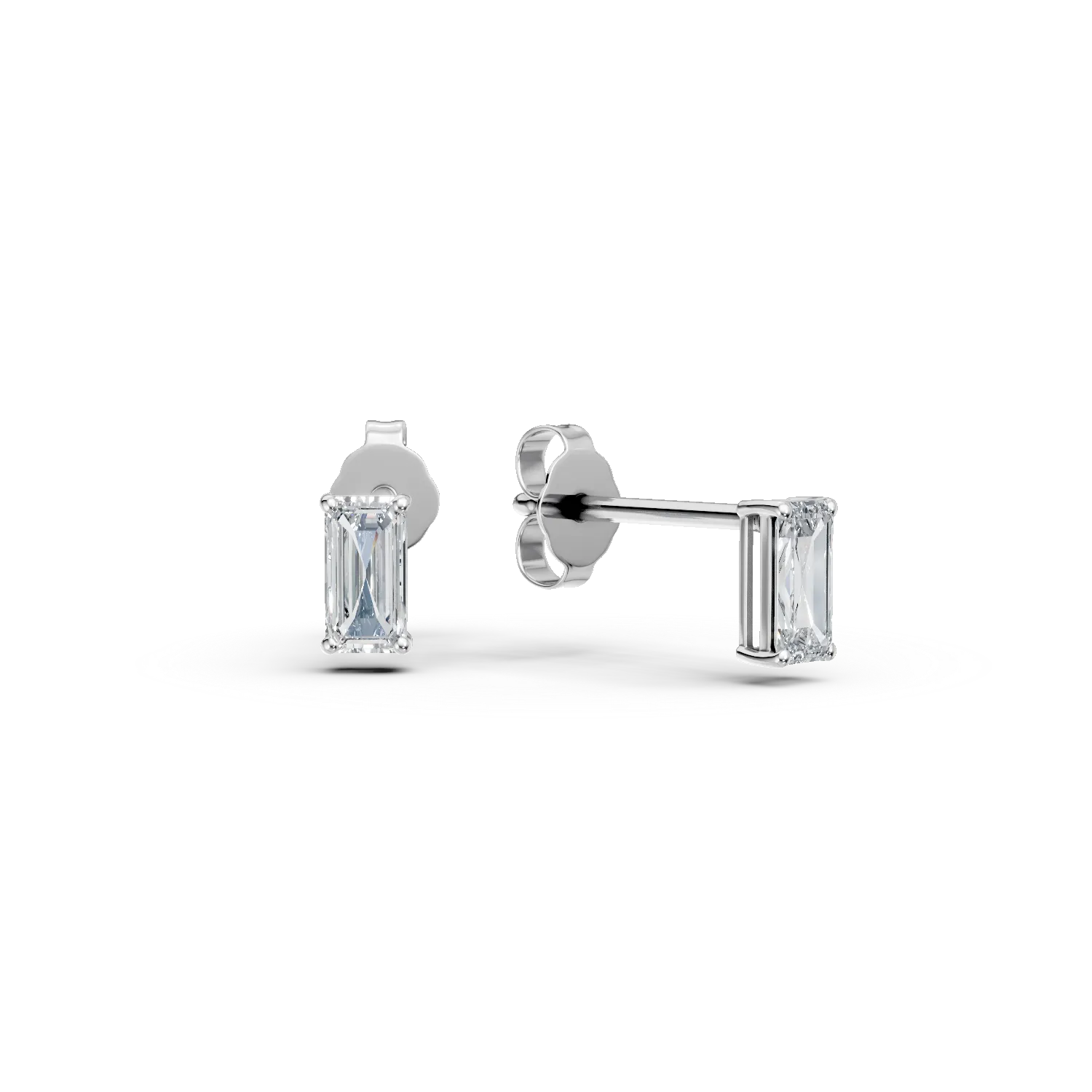 Cercei minimalisti din aur alb cu zirconia solitaire