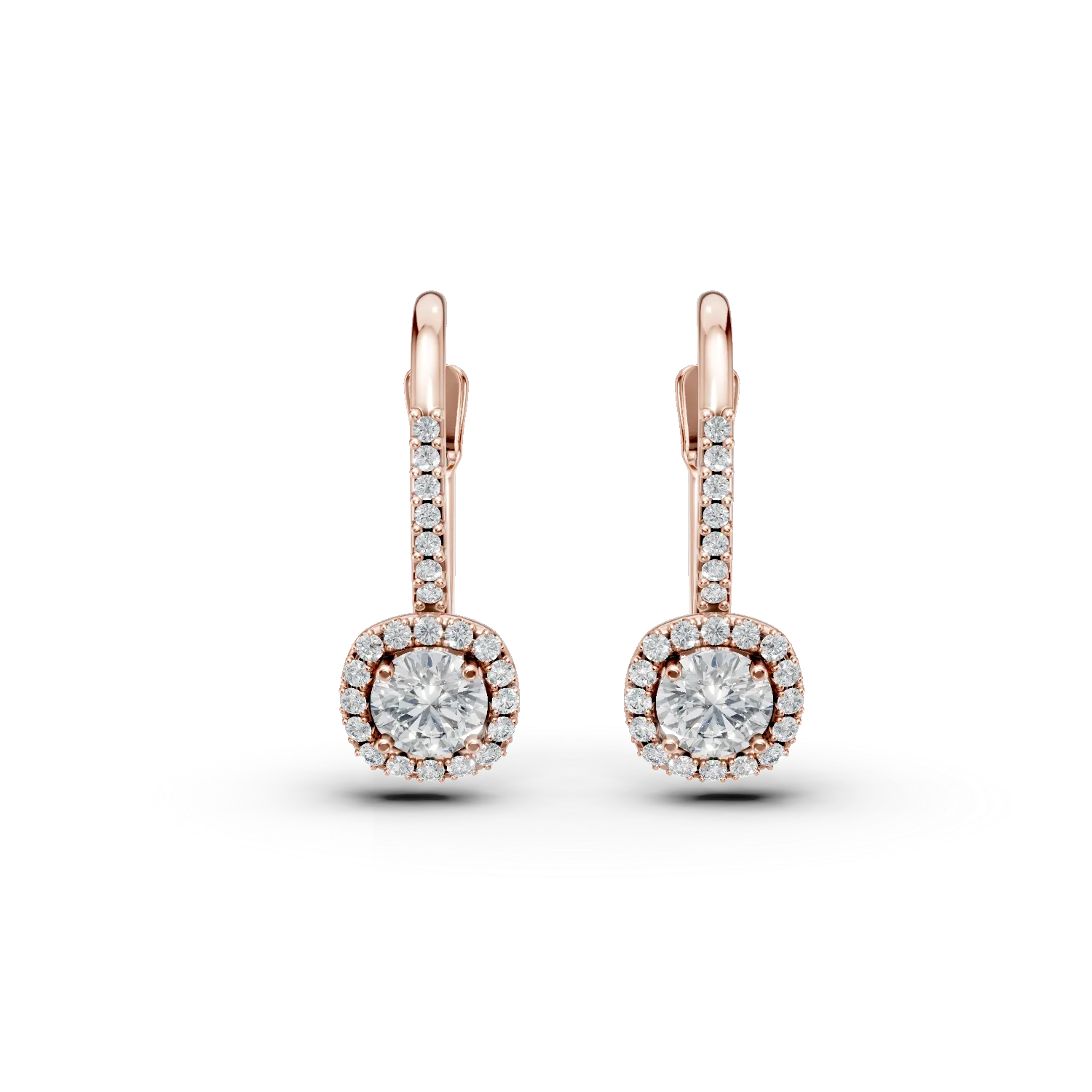 Cercei on-ear din aur roz cu zirconia