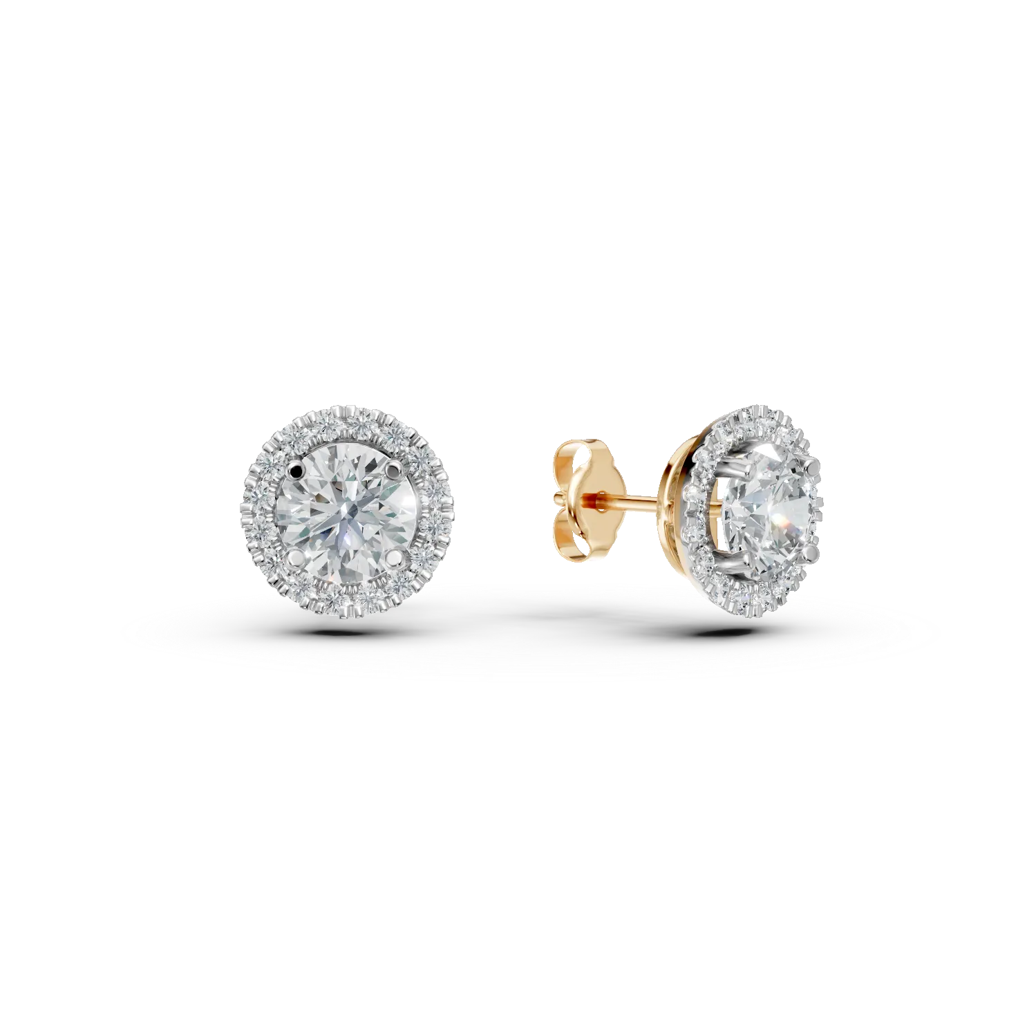 Cercei rotunzi din aur galben cu diamante de 1.8ct create in laborator