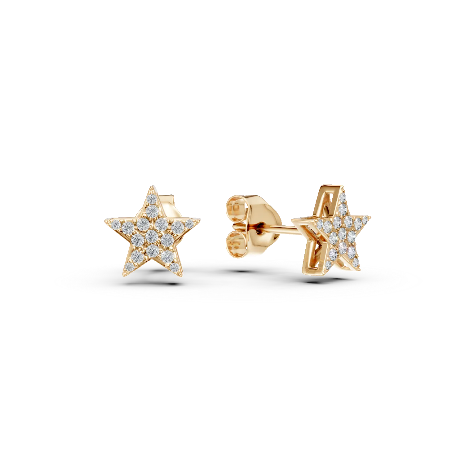 Cercei stea din aur galben cu diamante de 0.15ct