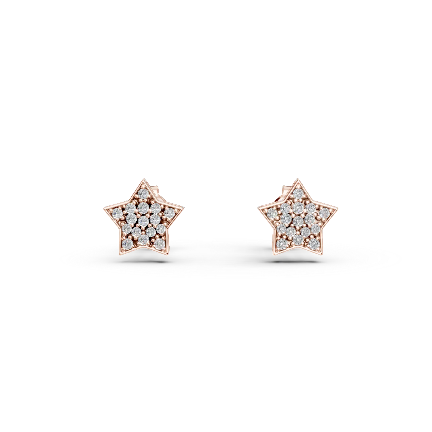 Cercei stea din aur roz cu diamante de 0.1ct