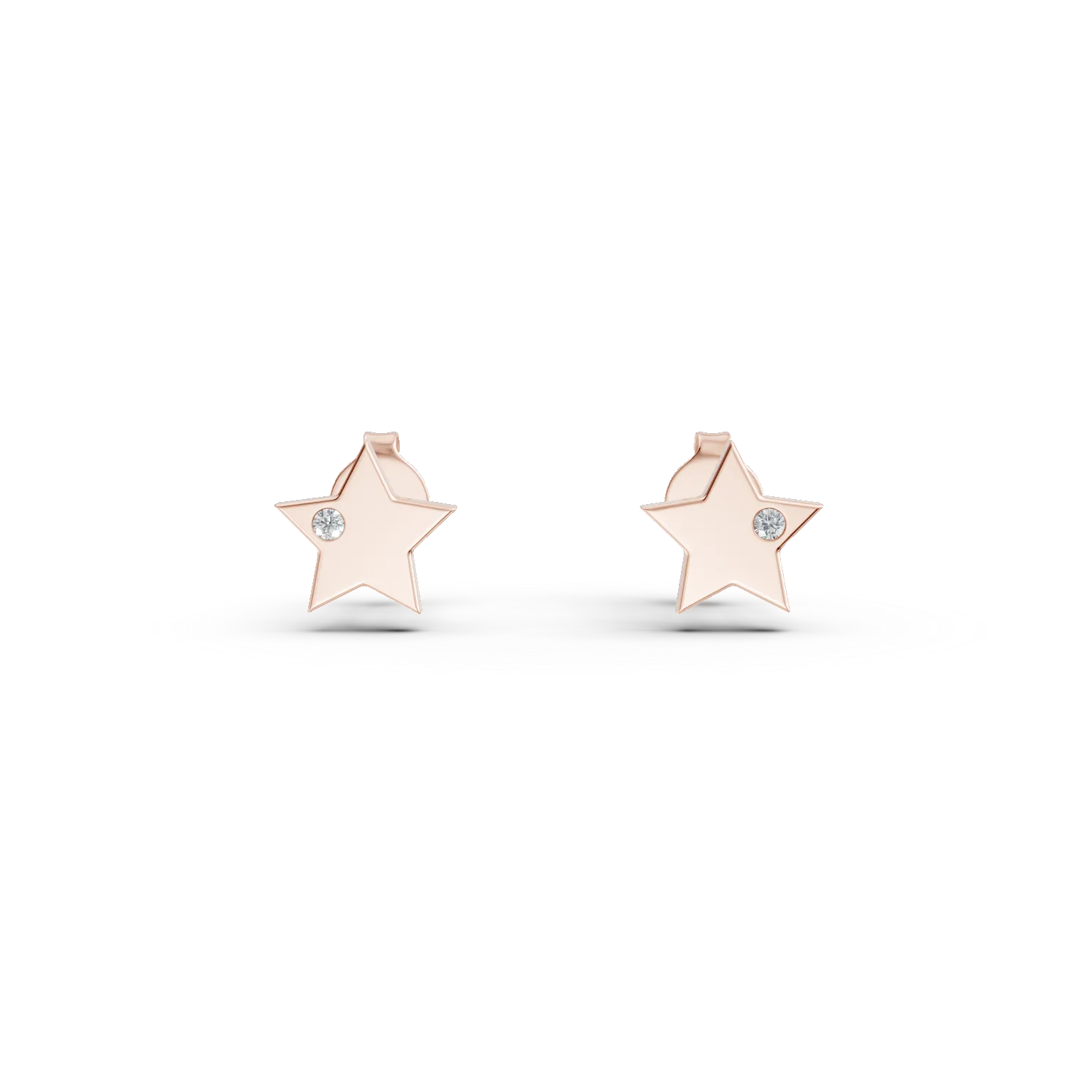 Cercei stelute din aur roz cu diamante de 0.01ct