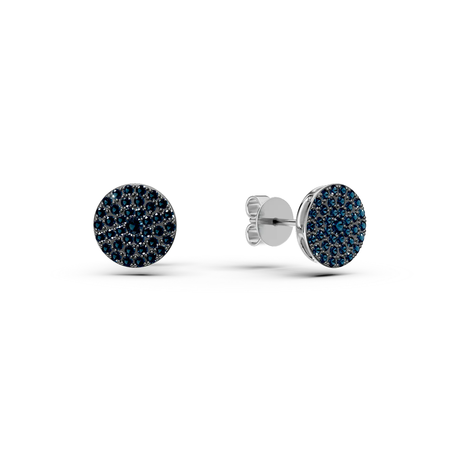Cercei stud din aur alb cu diamante albastre de 0.4ct
