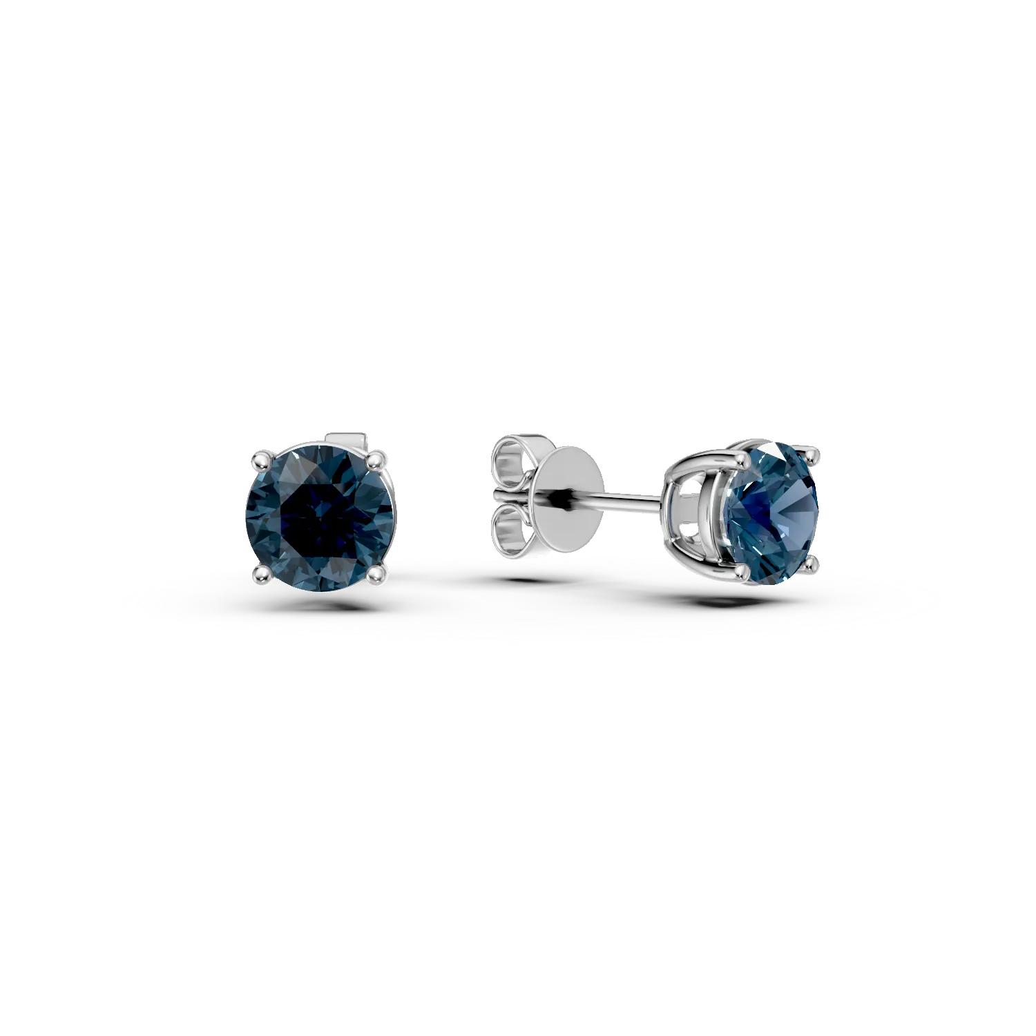 Cercei stud din aur alb cu topaze london blue de 2.07ct