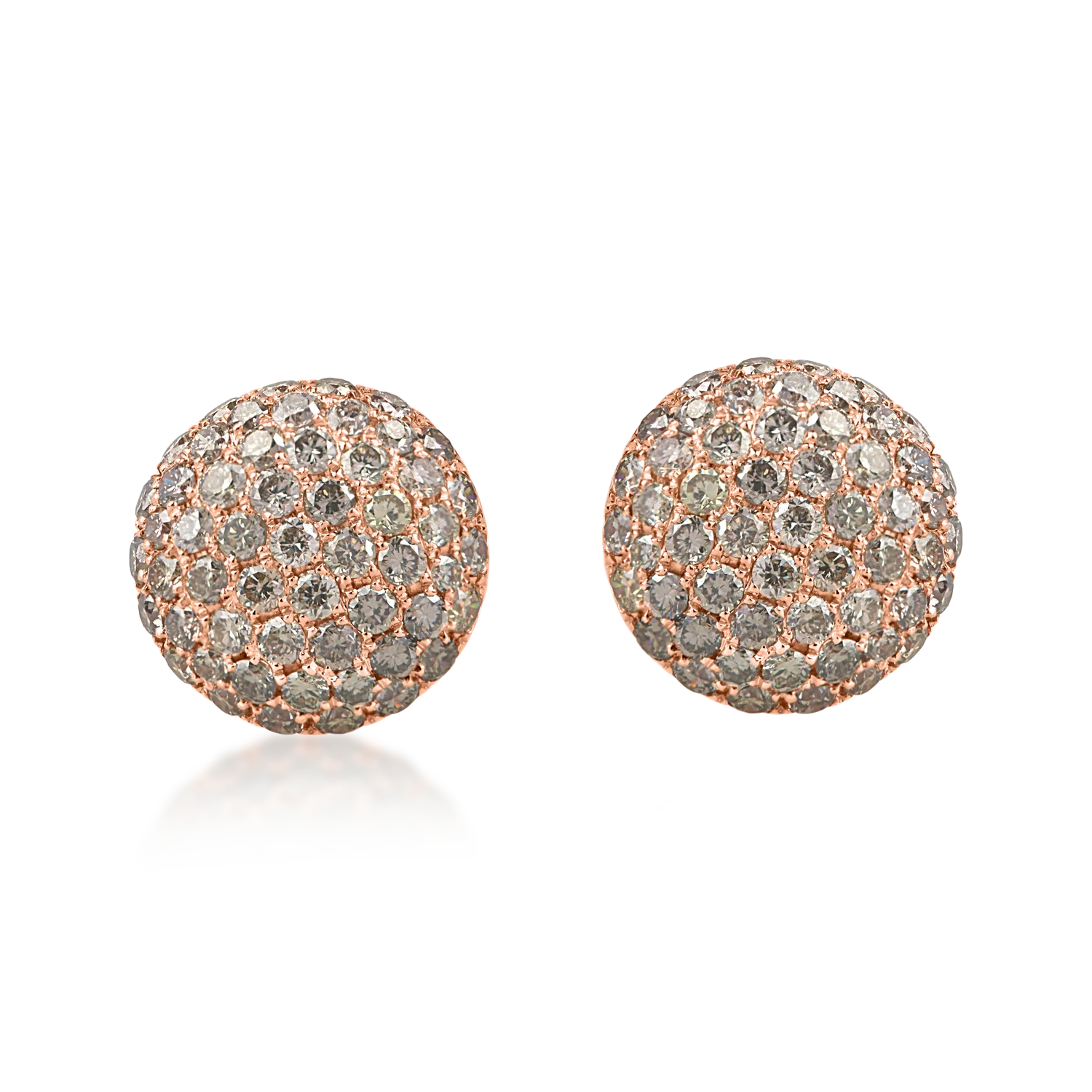 Cercei stud din aur roz cu diamante maro de 1.2ct