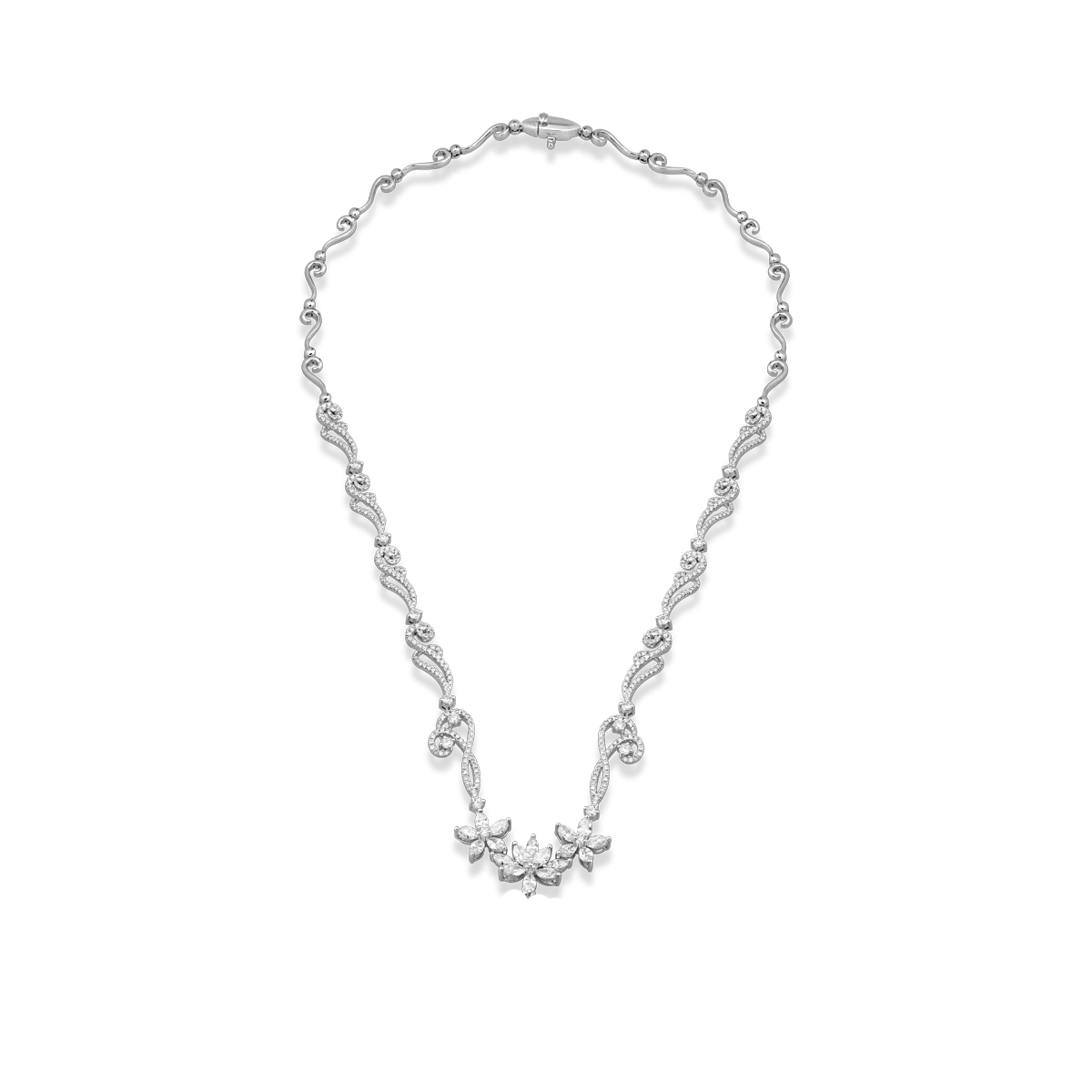 Colier din aur alb cu diamante marquise si rotunde de 4.26ct