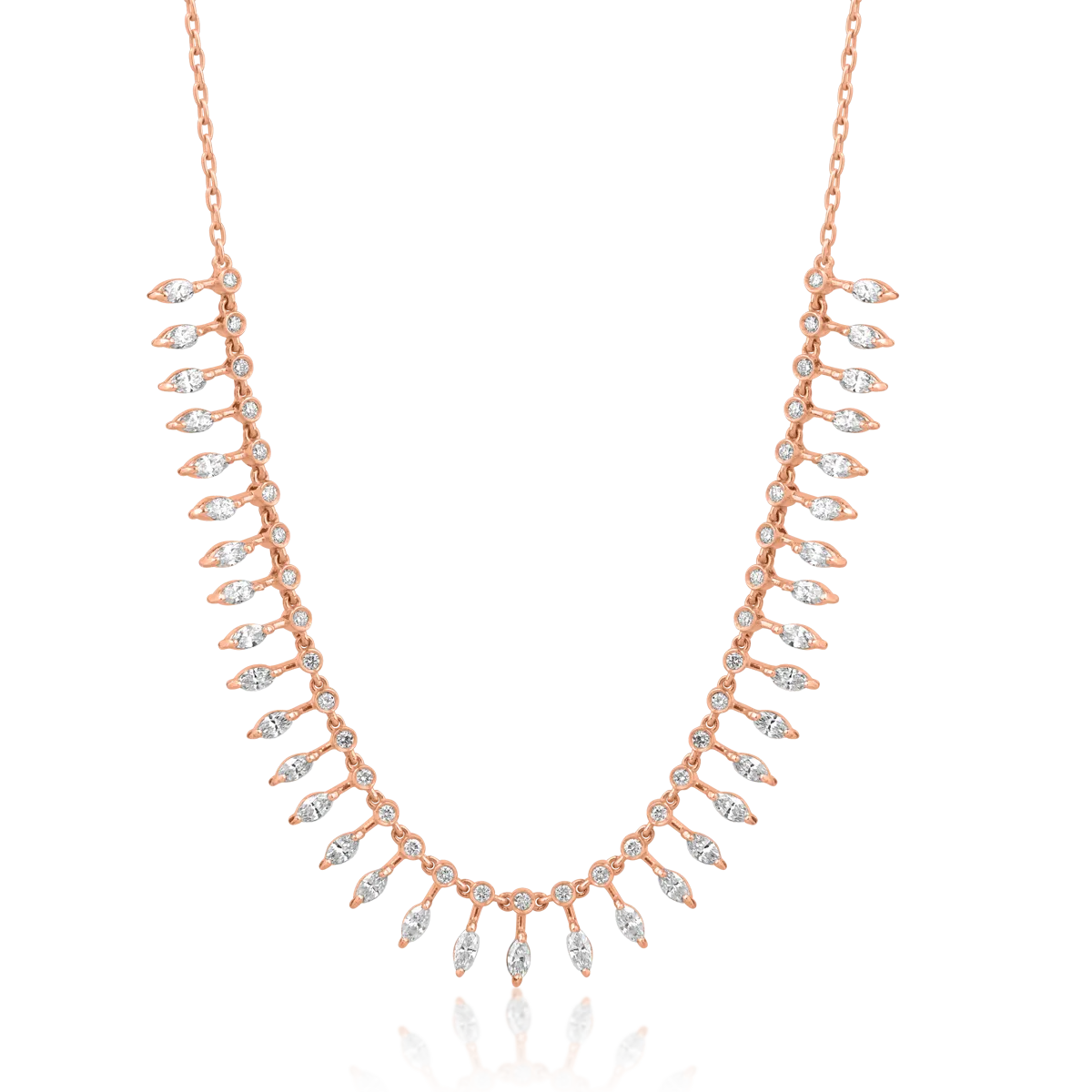 Colier din aur roz cu diamante marquise si rotunde de 2.01ct