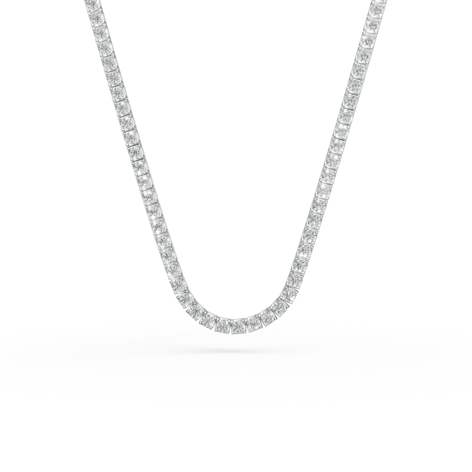Colier tennis din aur alb cu diamante de 0.1ct