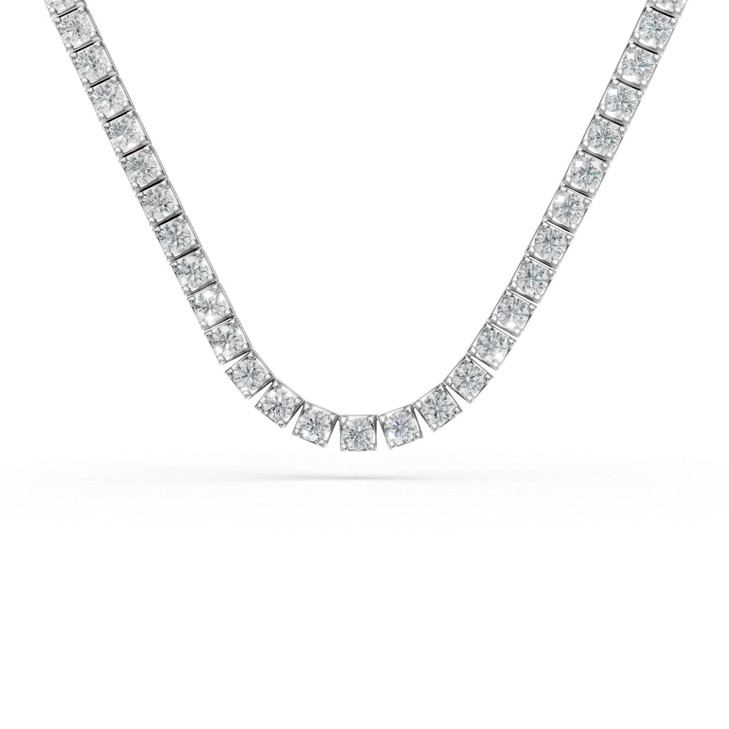Colier tennis din aur alb cu diamante de 5ct