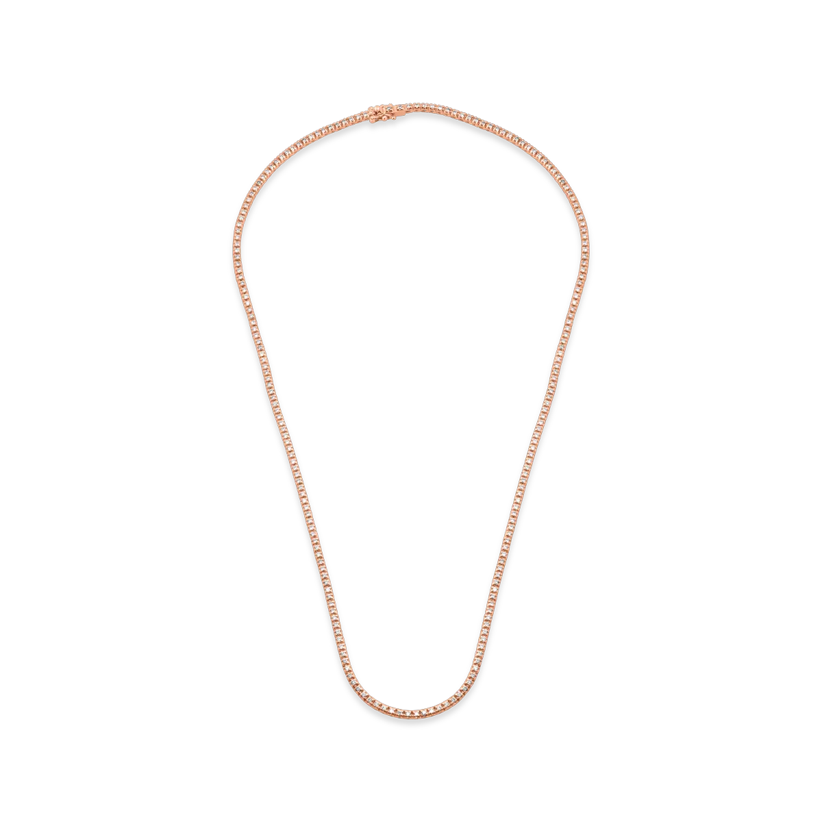 Colier tennis din aur roz cu diamante de 2ct