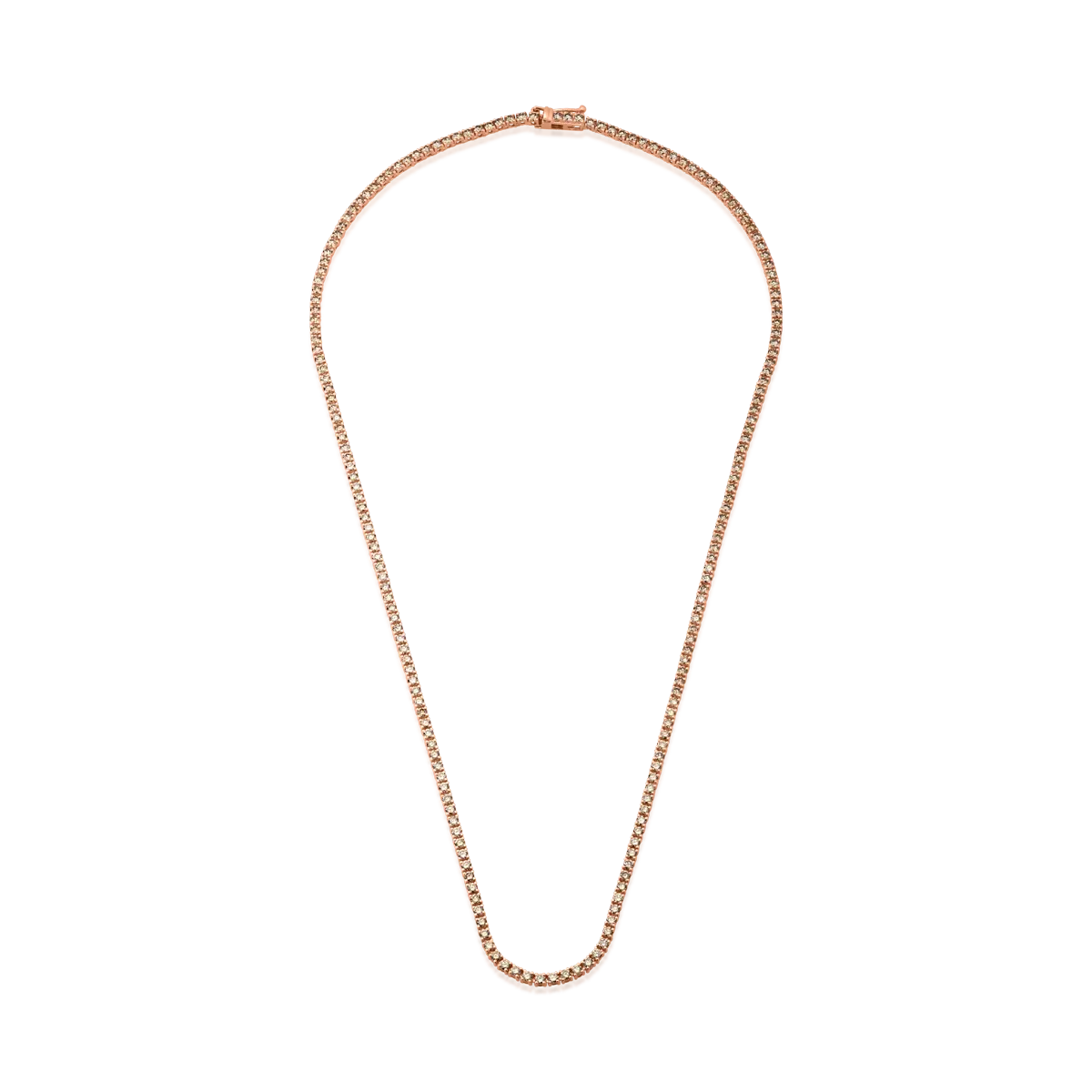 Colier tennis din aur roz cu diamante maro de 4.3ct