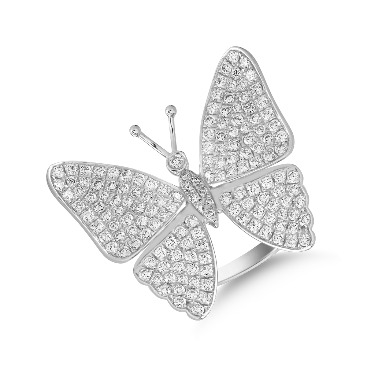 Inel cu fluture din aur alb cu diamante de 1.4ct