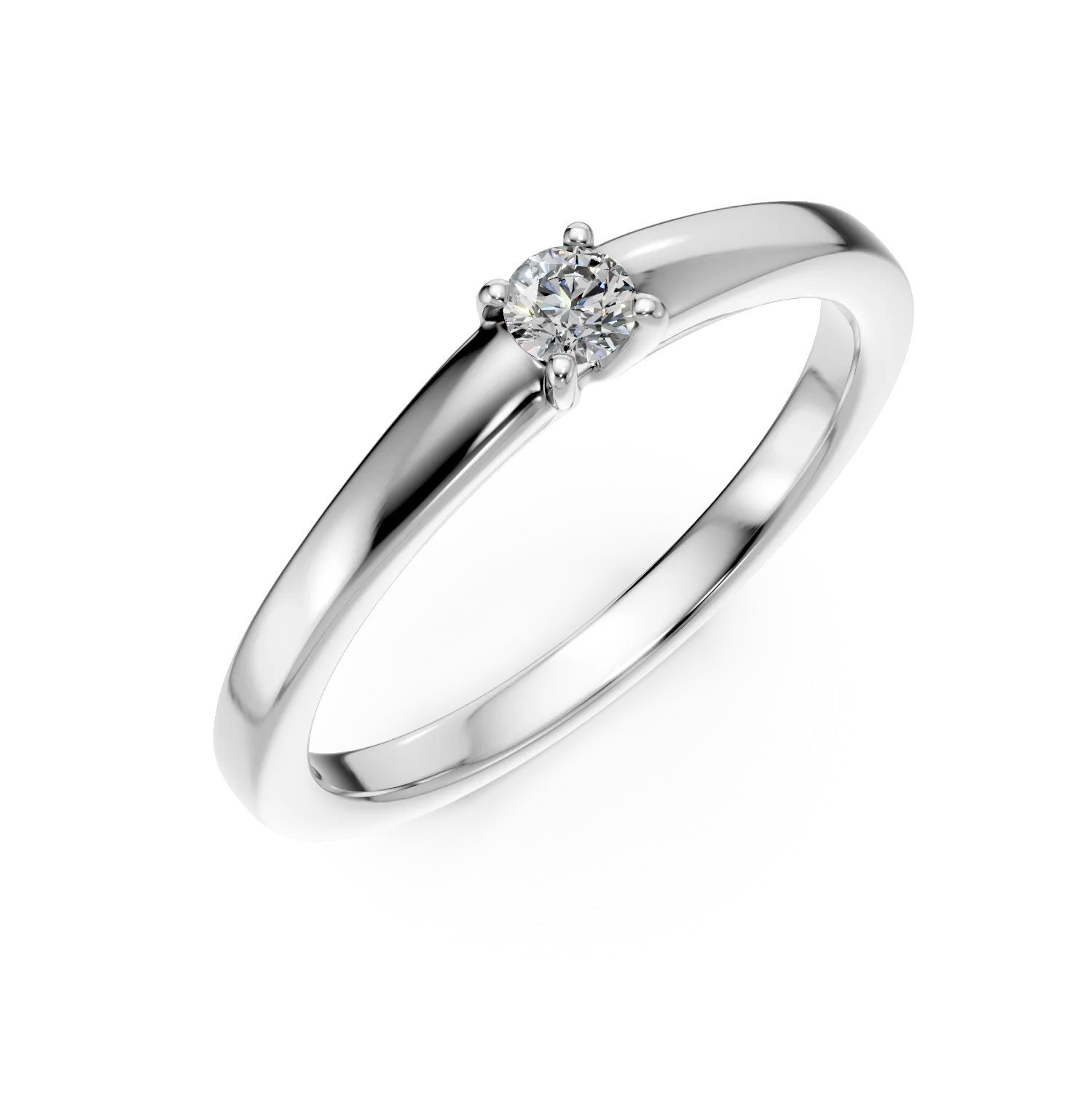 Inel de logodna din aur alb cu diamant solitaire de 0.095ct
