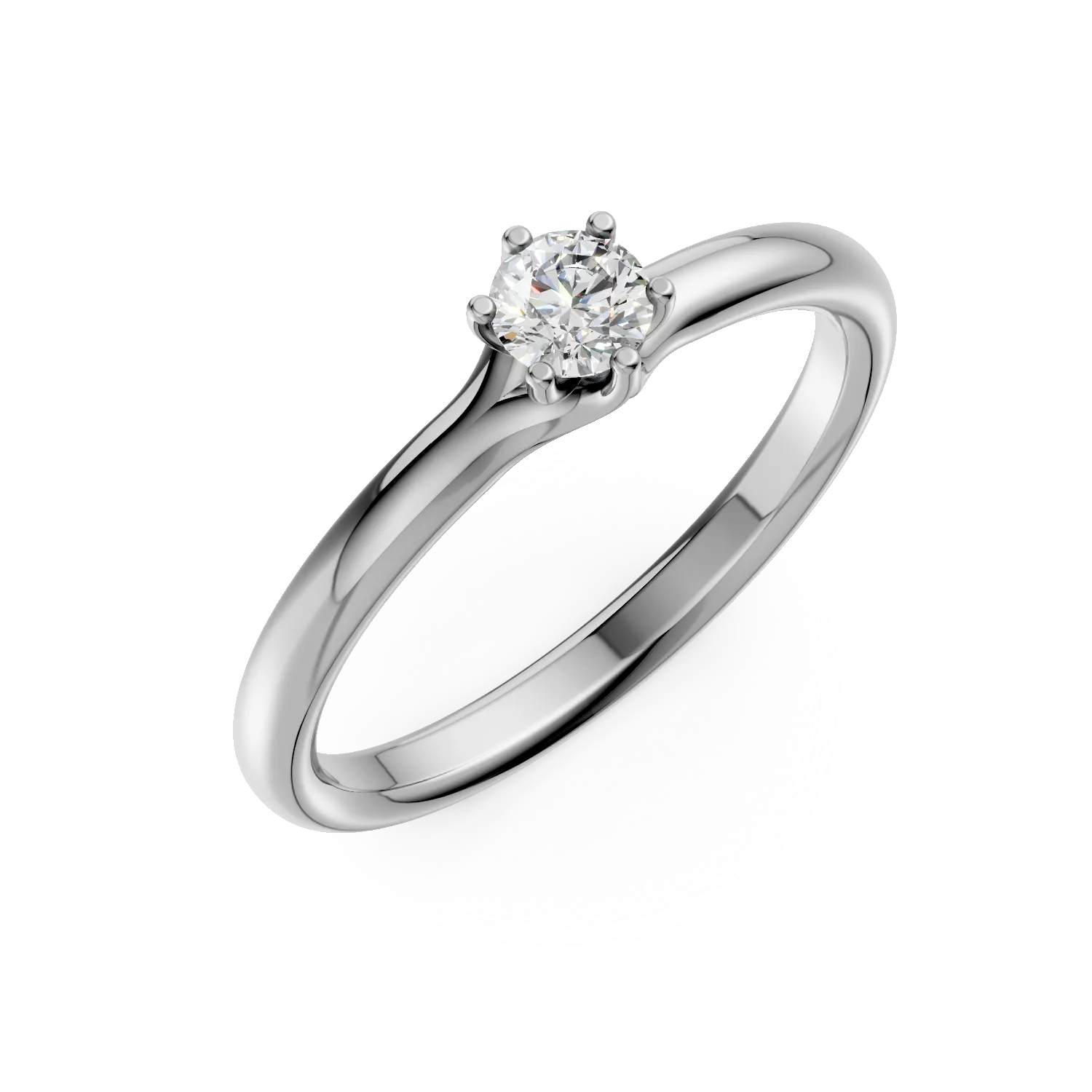 Inel de logodna din aur alb cu diamant solitaire de 0.19ct