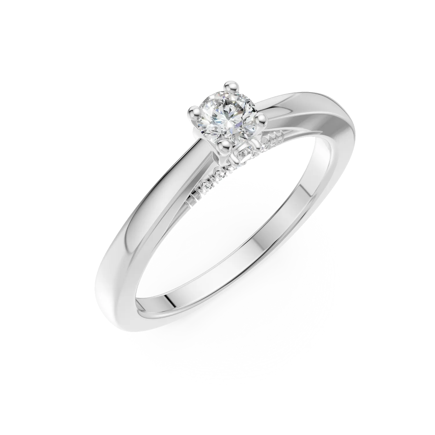 Inel de logodna din aur alb cu diamant de 0.15ct si diamante de 0.09ct