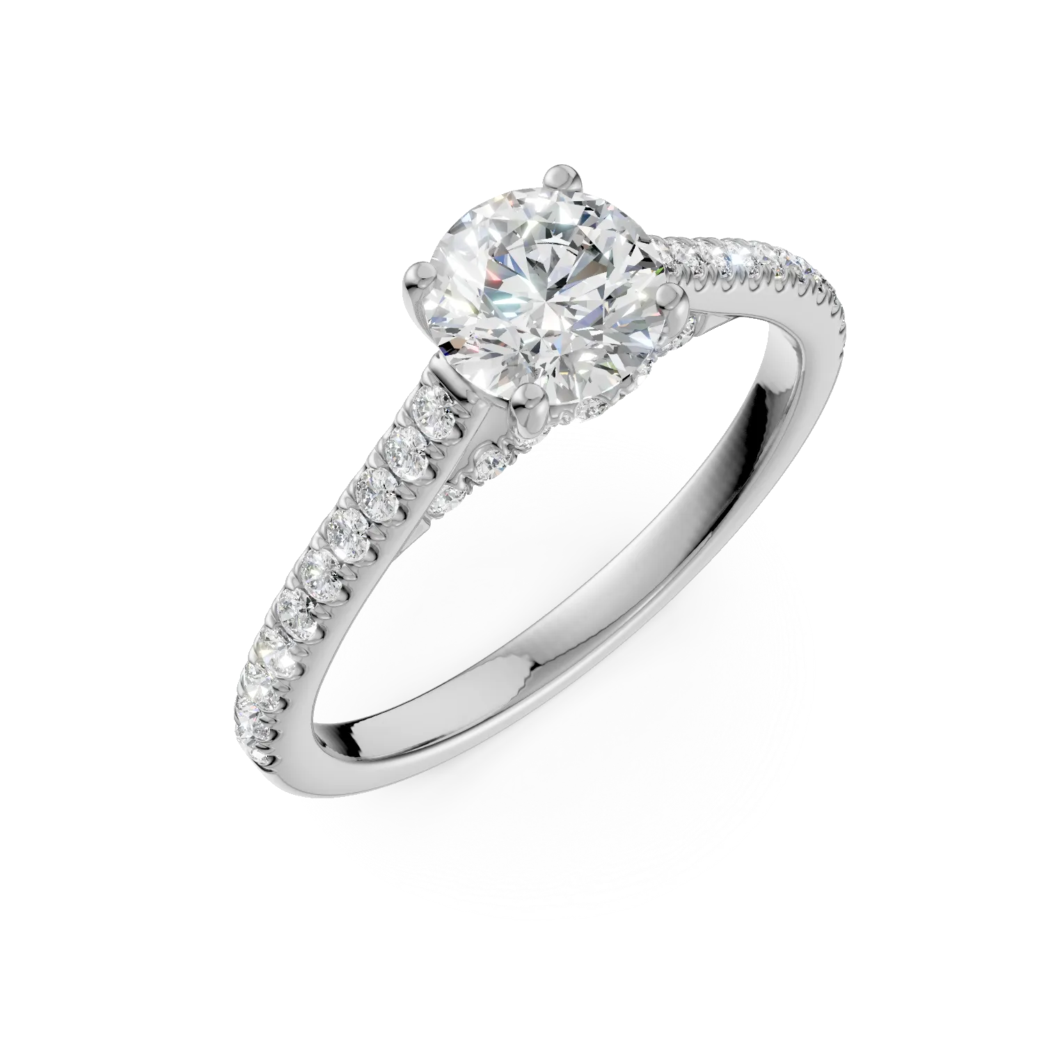 Inel de logodna din aur alb cu diamante de 1.3ct create in laborator 1 Inel de logodna din aur alb cu diamante de 1.3ct create in laborator