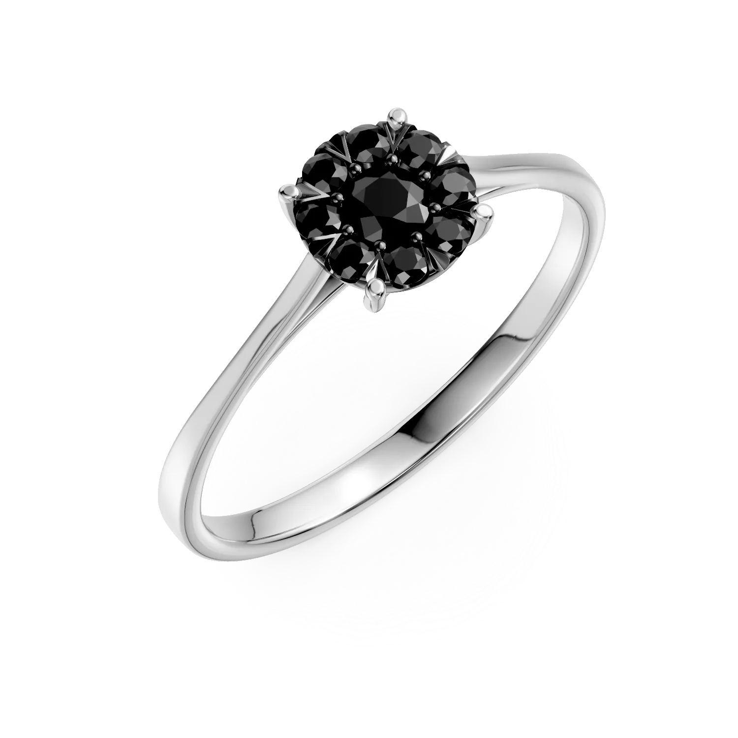 Inel de logodna din aur alb cu diamante negre de 0.3ct 1 Inel de logodna din aur alb cu diamante negre de 0.3ct