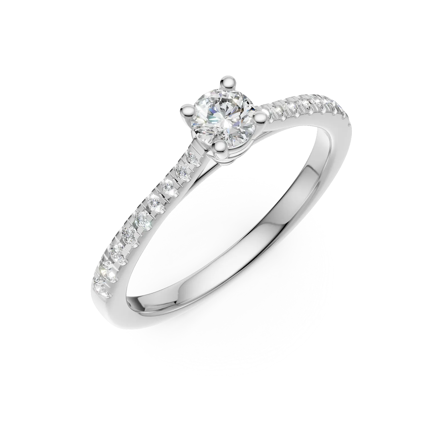 Inel de logodna din aur alb cu diamant de 0.16ct si diamante de 0.17ct