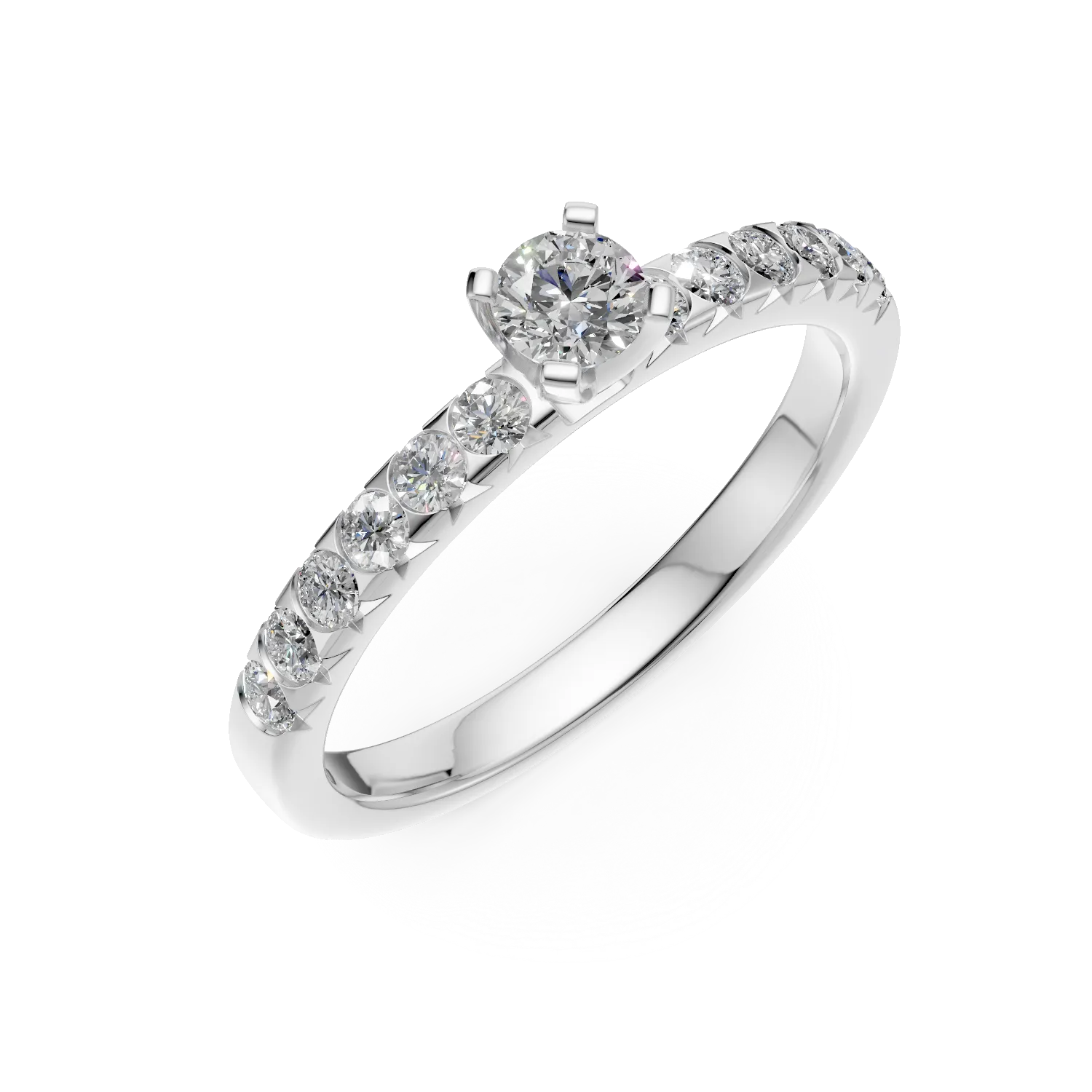 Inel de logodna din aur alb cu diamant de 0.25ct si diamante de 0.25ct