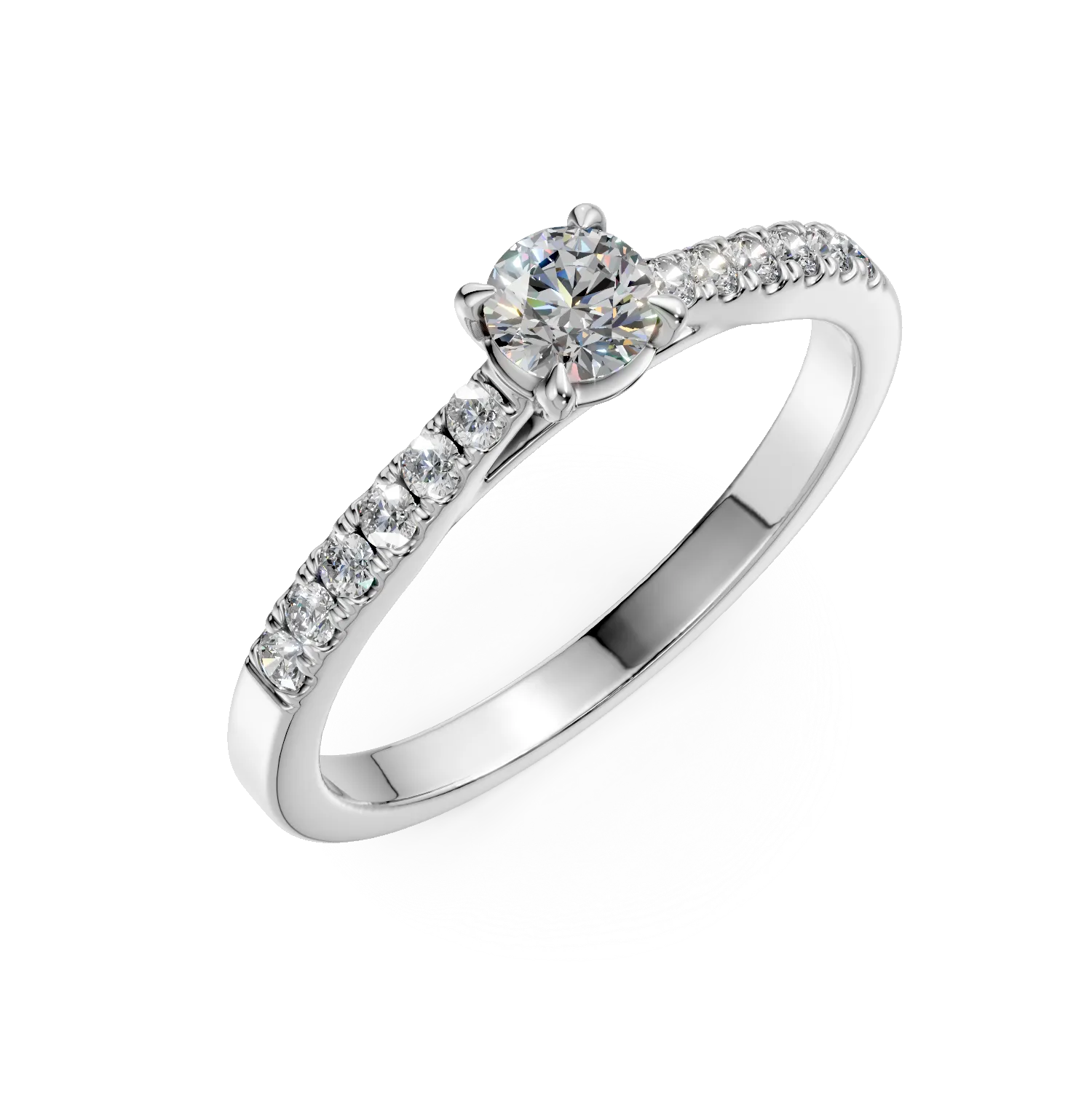 Inel de logodna din aur alb cu diamant de 0.2ct si diamante de 0.1ct
