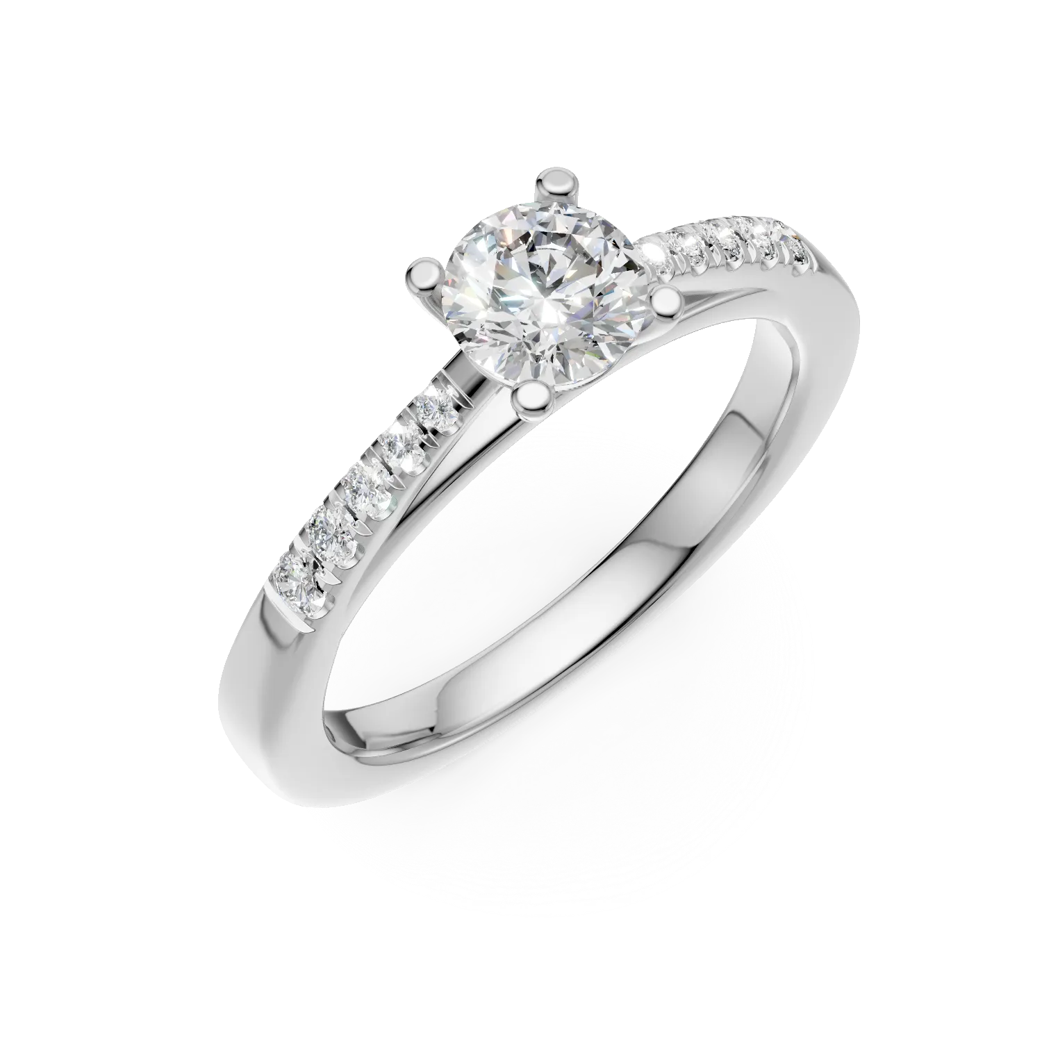 Inel de logodna din aur alb cu diamant de 0.4ct si diamante de 0.1ct